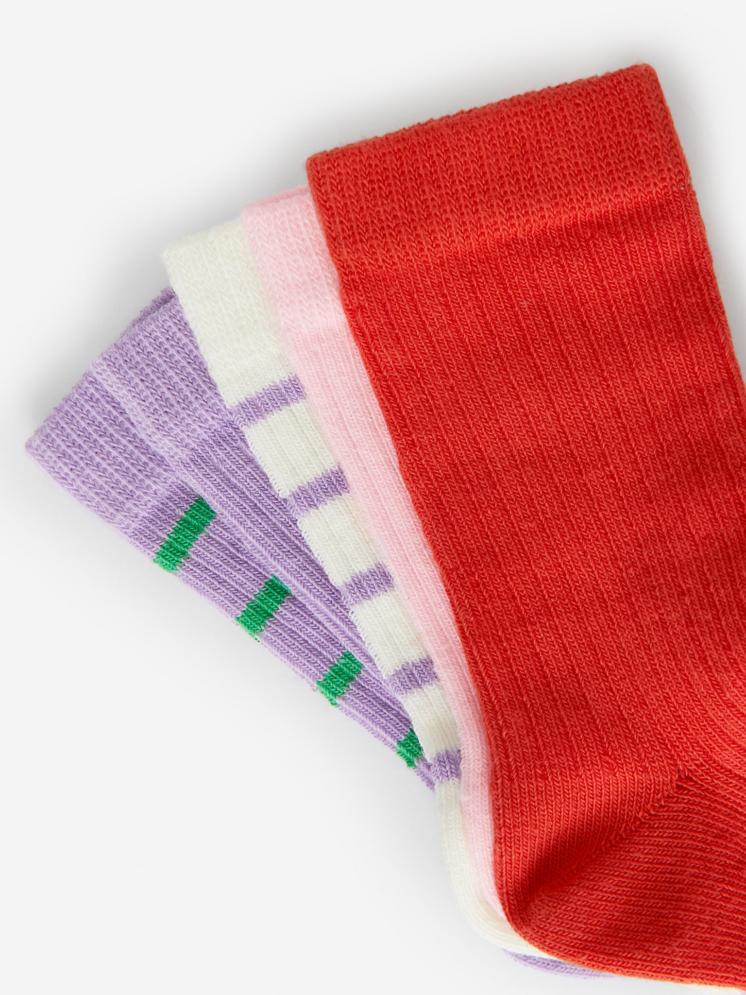 Chaussettes en maille côtelée, 5 paires - Mauve/Rouge/Mauve/Rouge/Vert/Bleu/Vert/Bleu/Blanc cassé/Beige/Bleu - 2