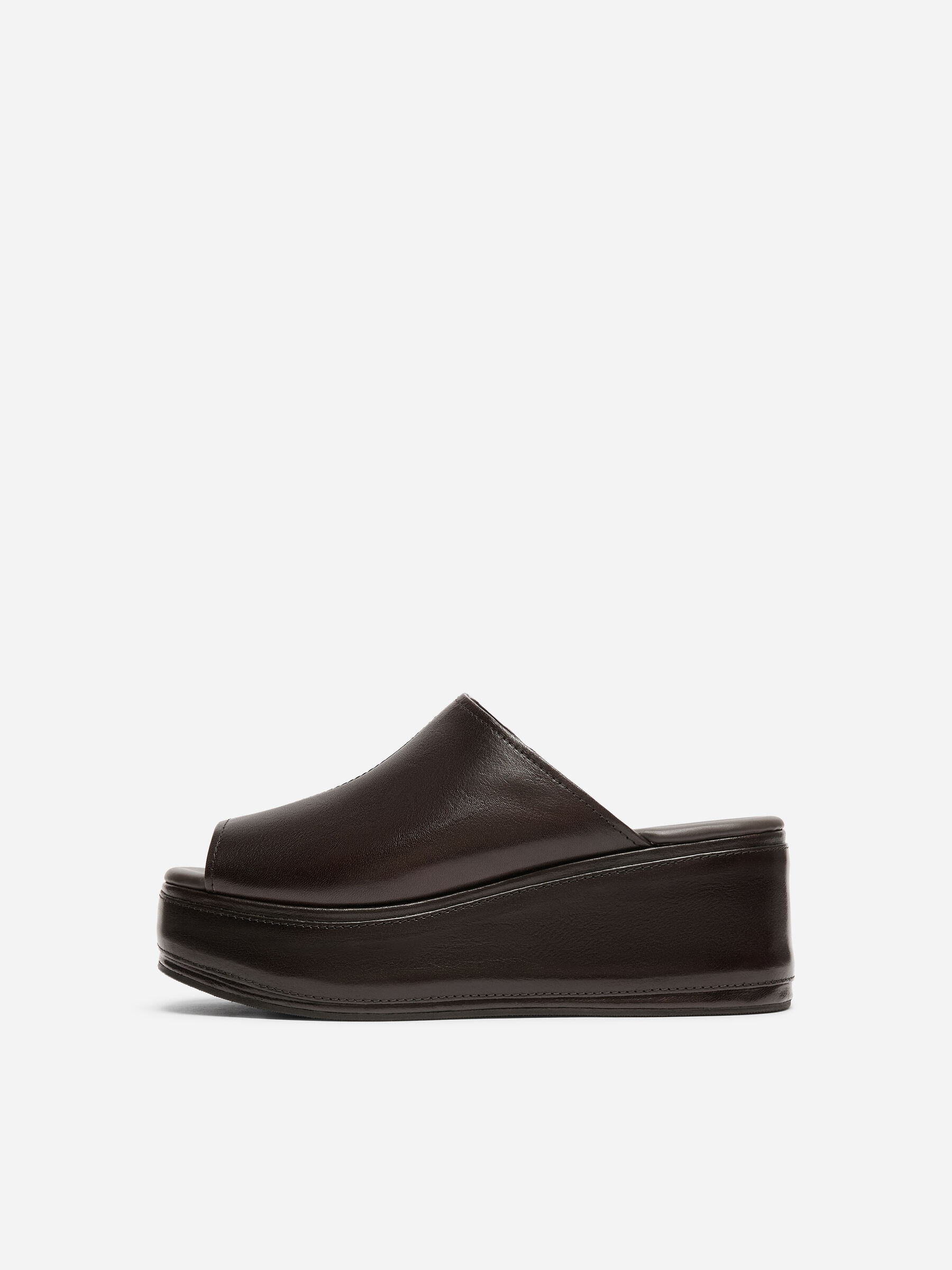 Platåsandaler i läder - Mörkbrun - Women - StillMedia/DescriptiveStillLife - 7