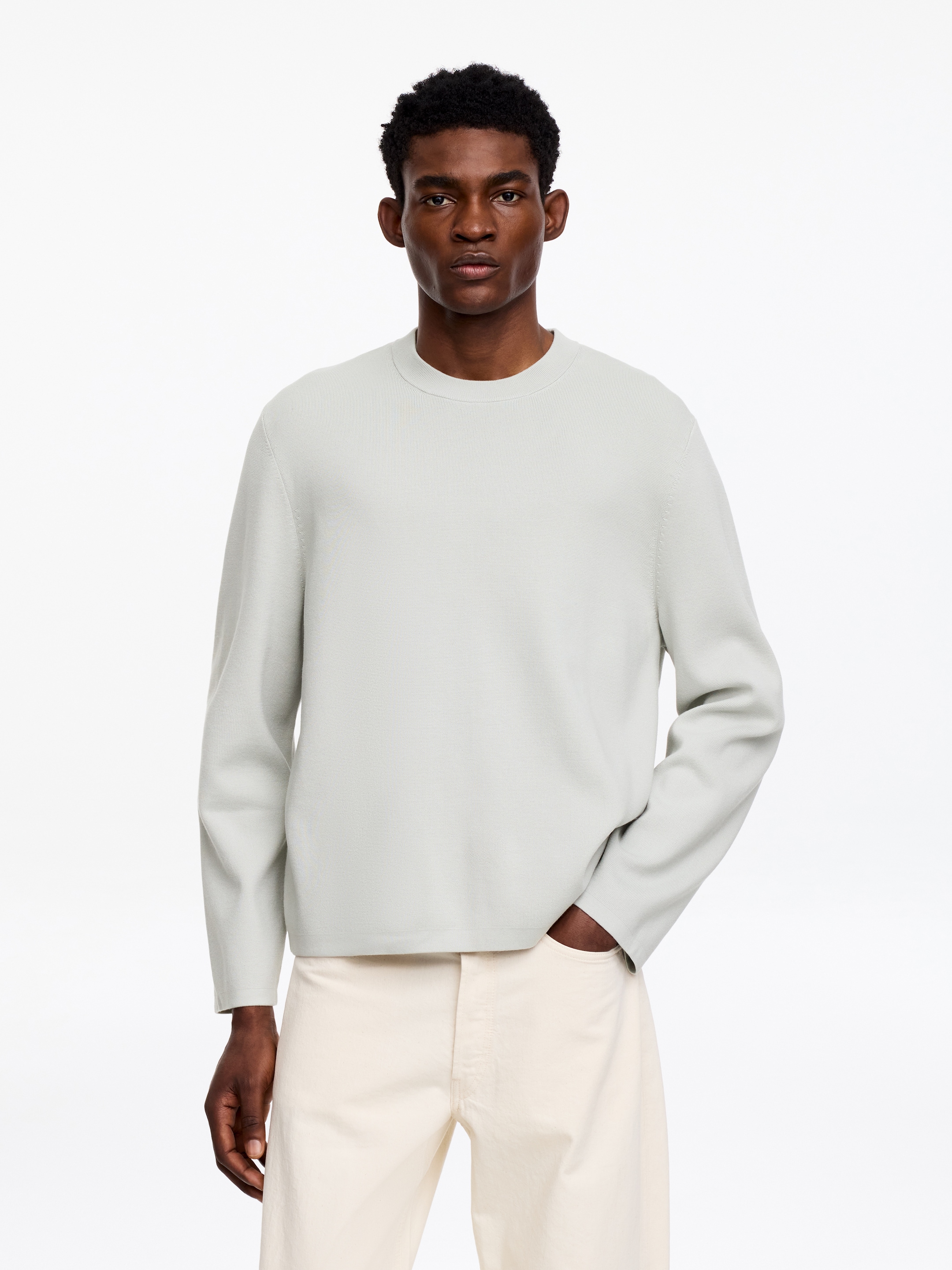 Relaxed Cotton Blend Jumper-Green-19416