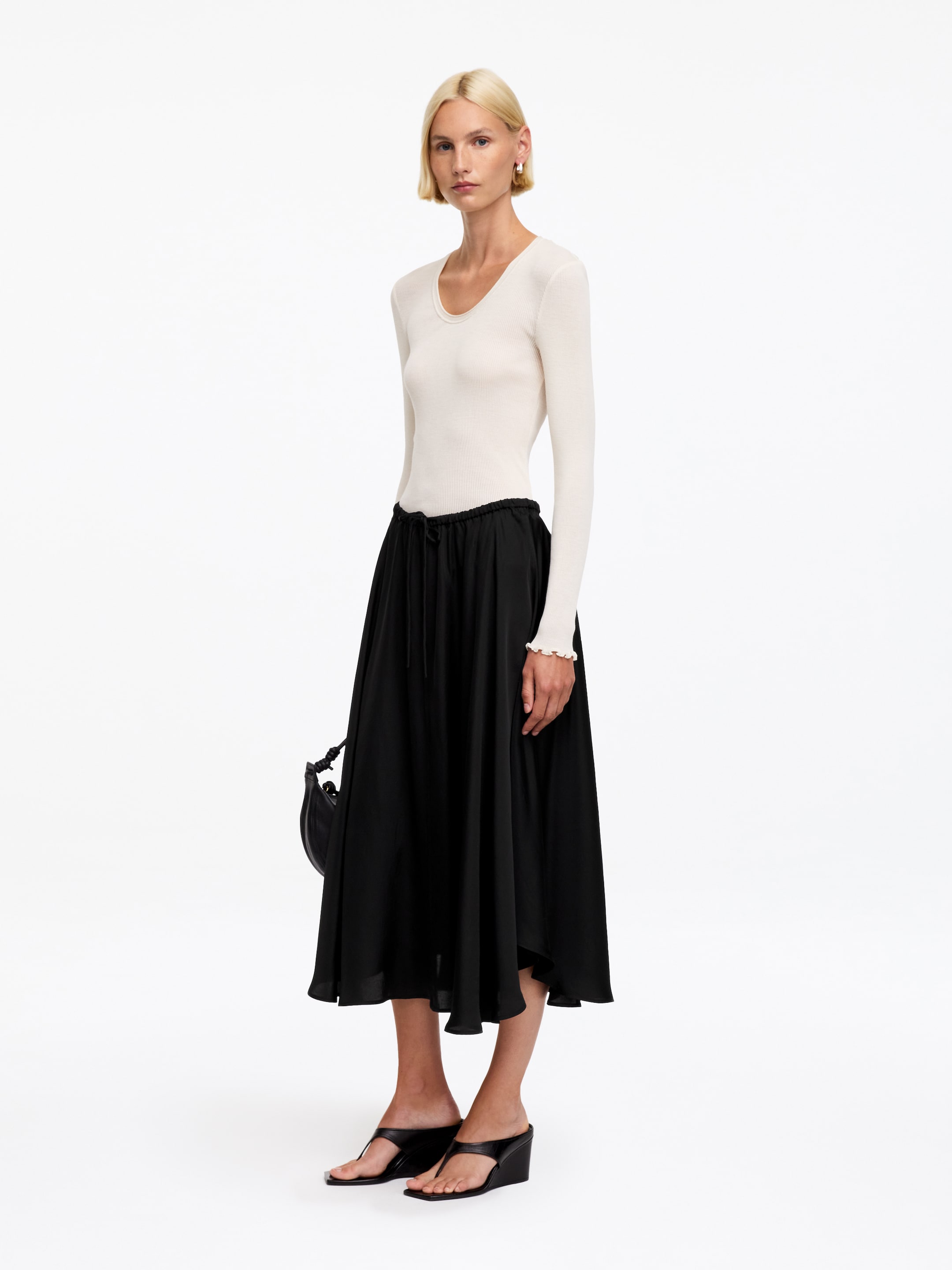 Gonna ampia con coulisse - Nero - Regular fit - women - StillMedia/Lookbook - 3