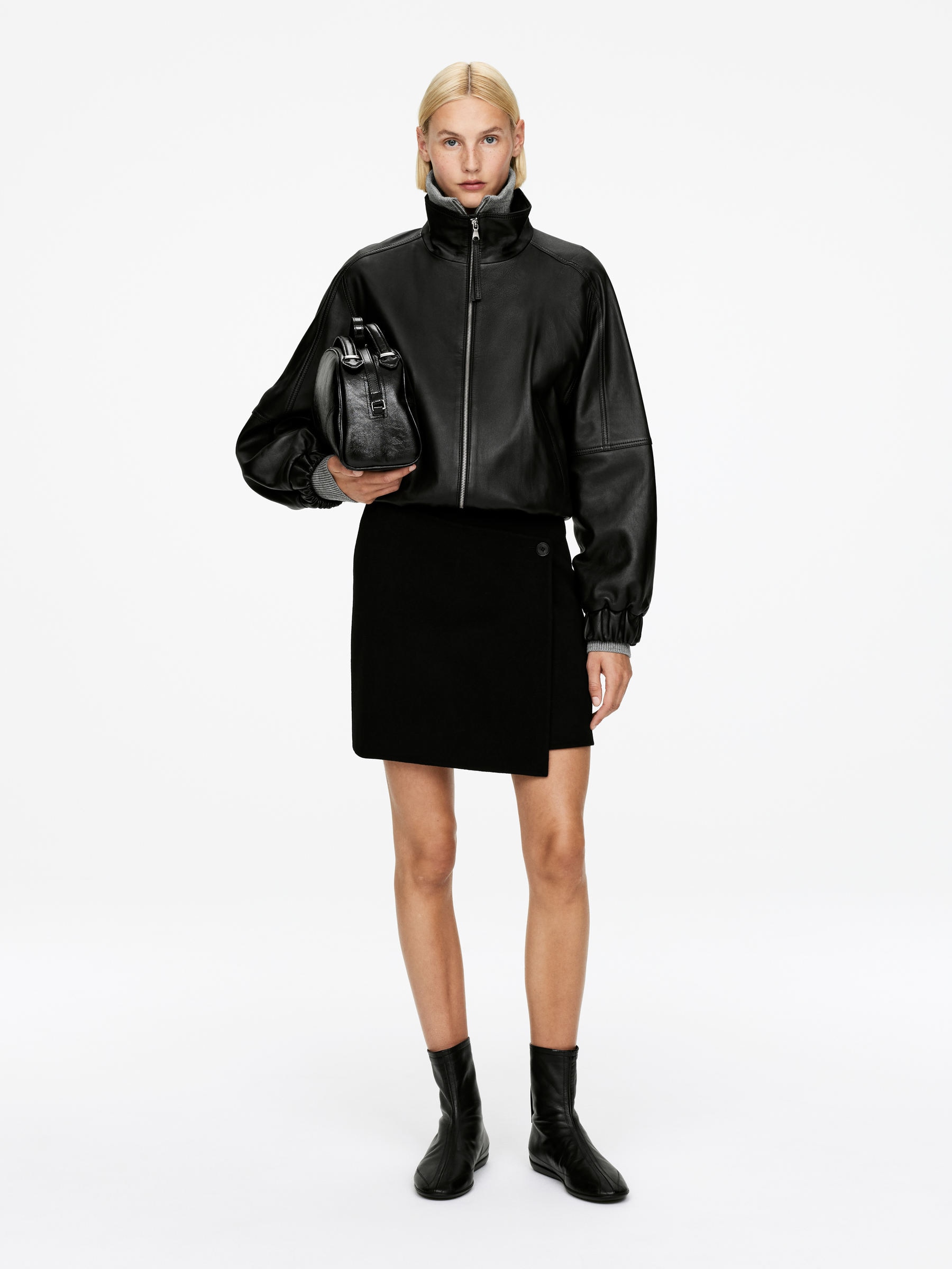 Doublé Wool-Blend Skirt-#272627-16266