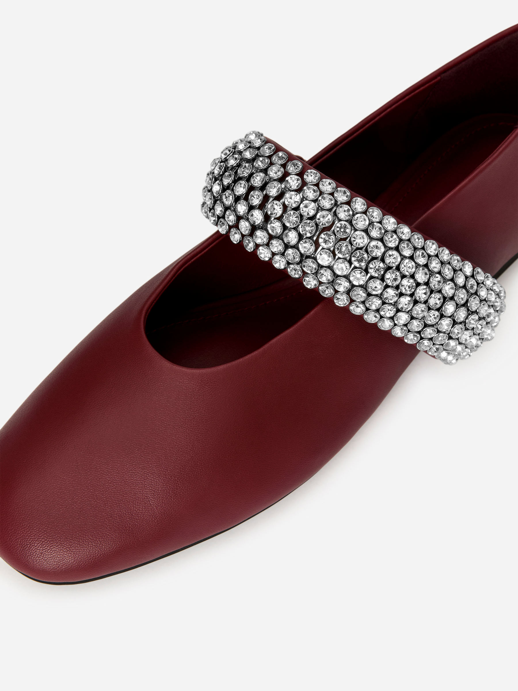 Rhinestone Leather Flats - Burgundy - Women - StillMedia/DescriptiveDetail - 4