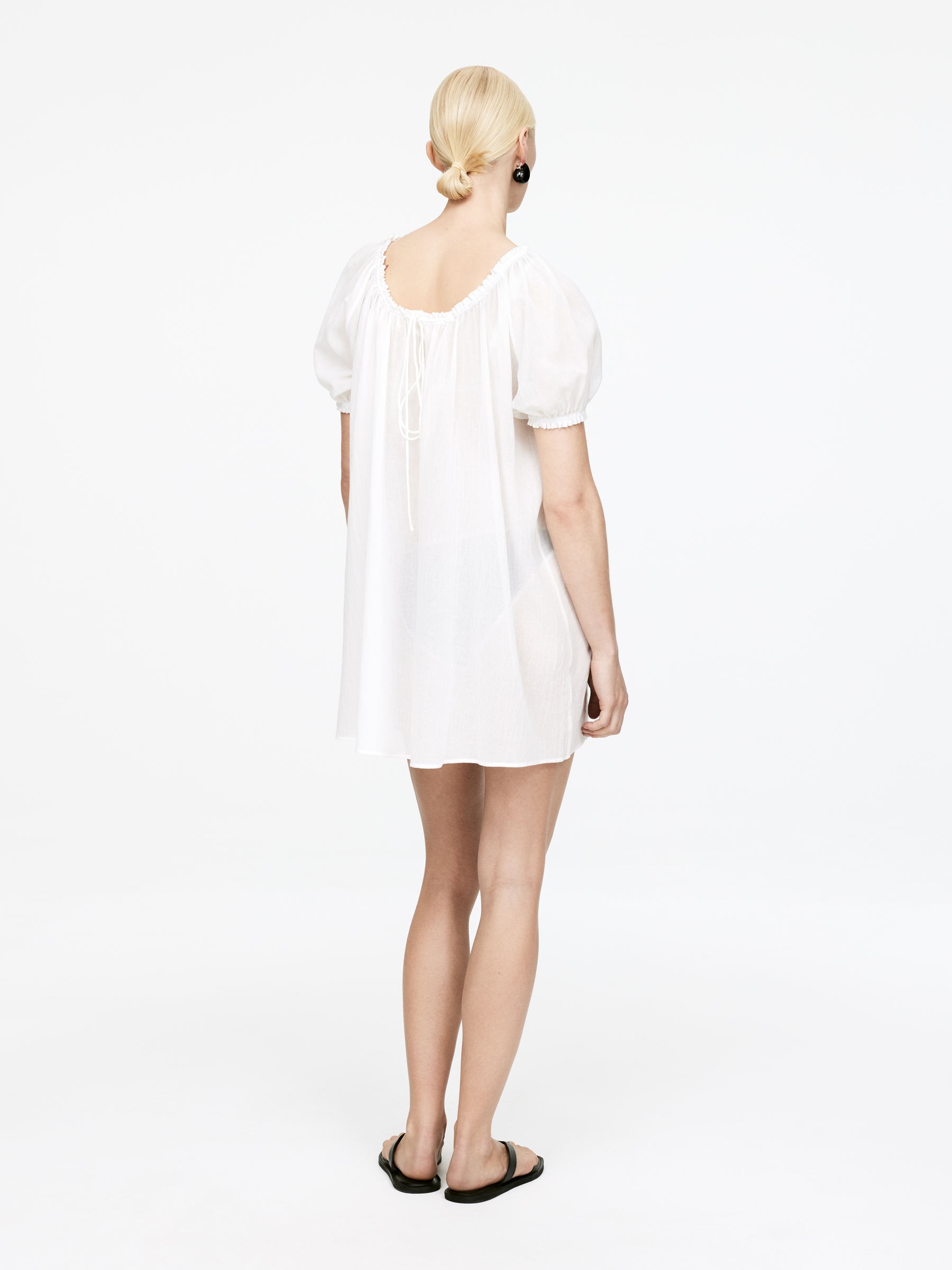 Cotton Voile Beach Dress - Off White - Loose fit - Women - StillMedia/Lookbook - 5