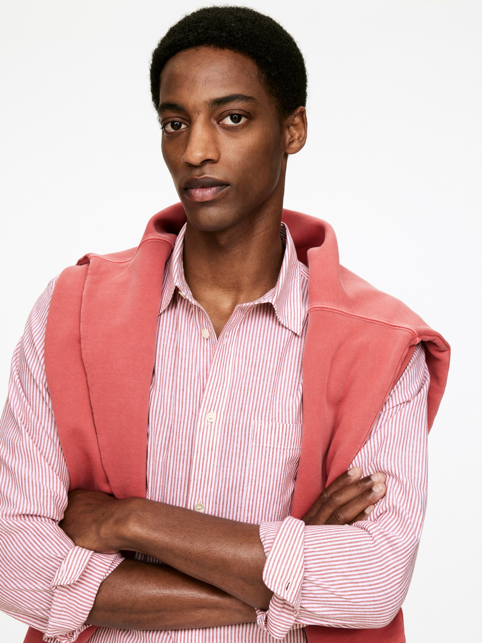 Chemise en coton et lin - Rouge/Blanc/Bleu/Blanc - 4