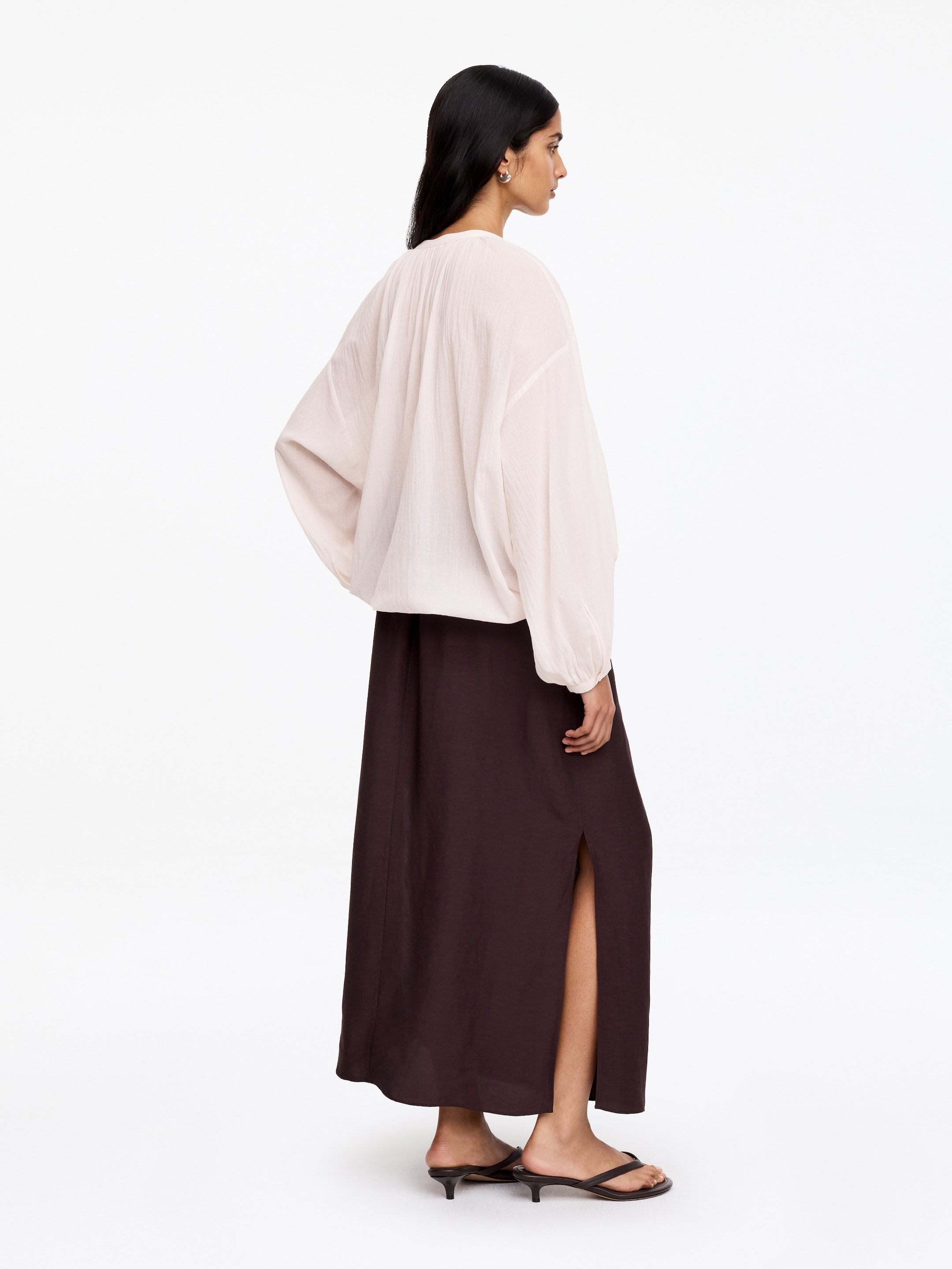 Crepe Drawstring Blouse - Light Pink - Loose fit - Women - StillMedia/Lookbook - 2