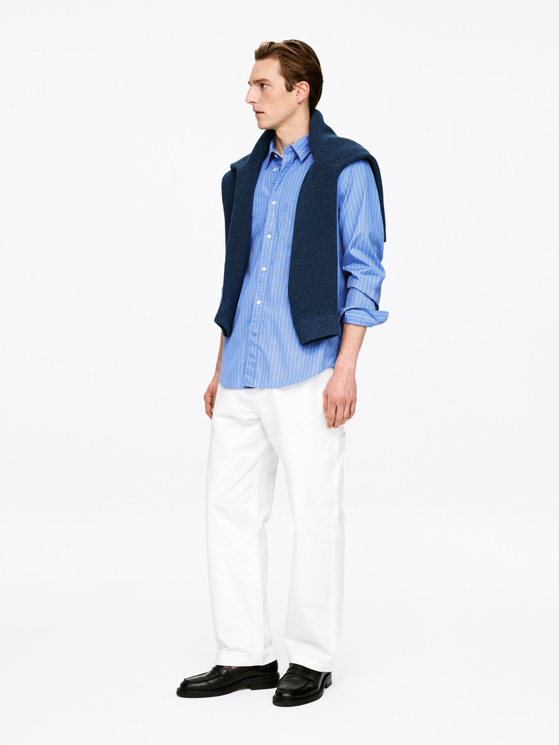 Relaxed Poplin Shirt - Blue/Striped - Loose fit - Men - StillMedia/Lookbook - 5