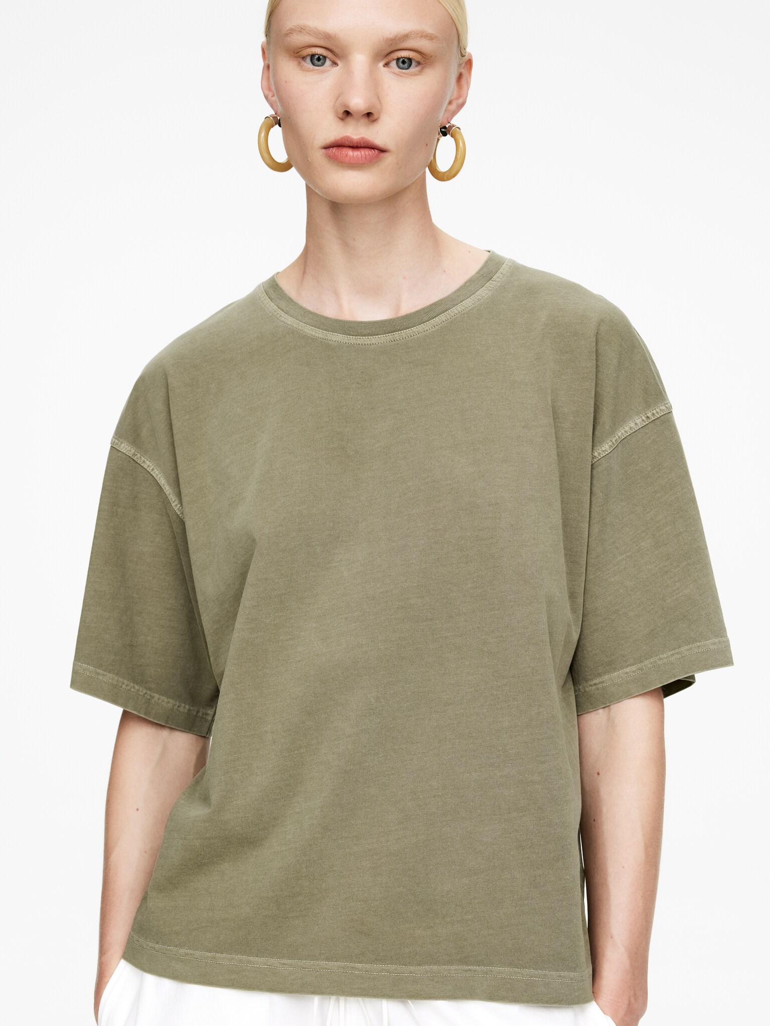 T-shirt en coton - Vert kaki/Noir - 4
