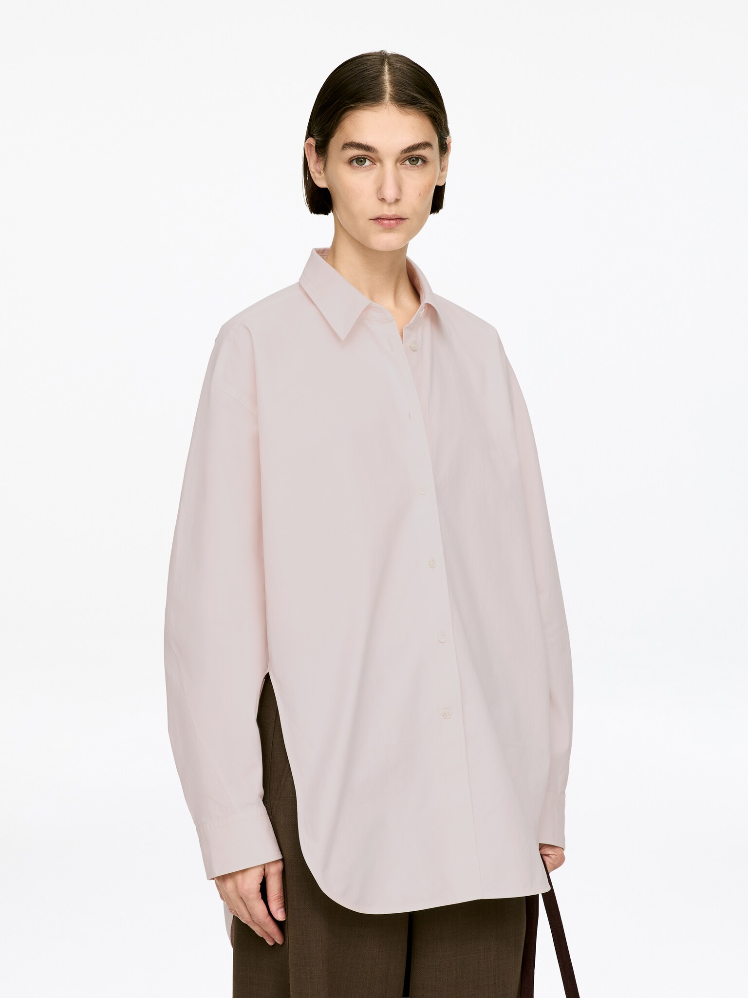 Camisa con abertura curva - Rosa claro