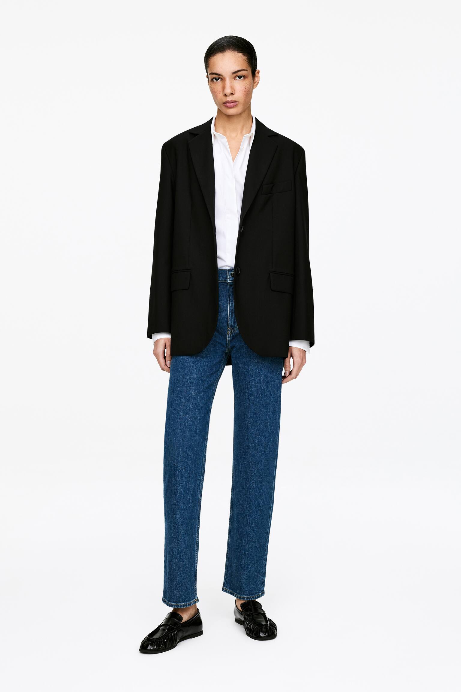 JADE cropped slim fit jeans - Middenblauw/Lichtblauw/Gewassen zwart/Wit/Donkerblauw/Wit/Blauw/Blauw - 1