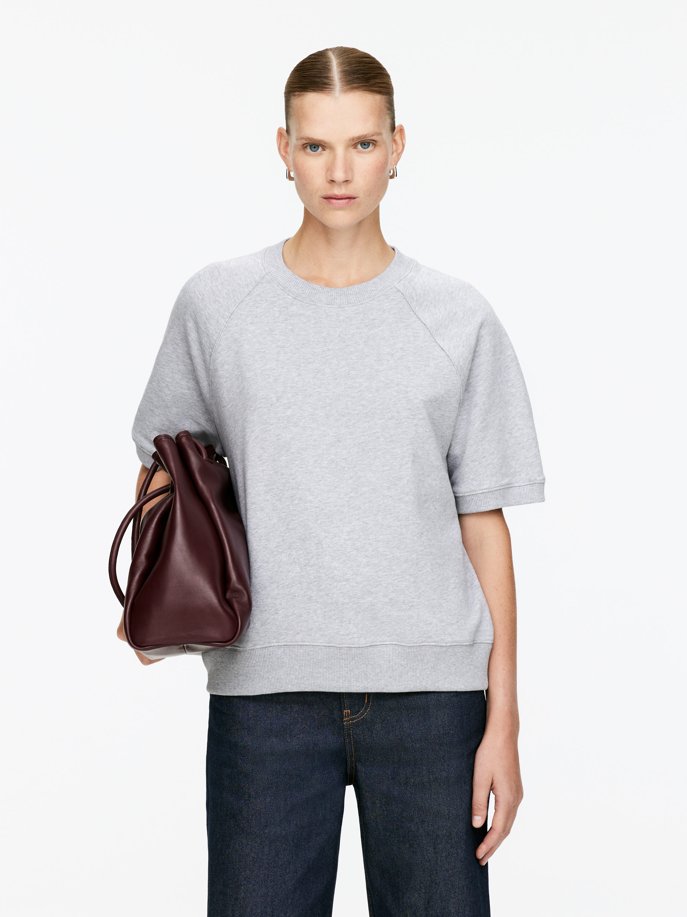 French Terry Sweatshirt - Grey Melange - Regular fit - Women - StillMedia/Lookbook - 10