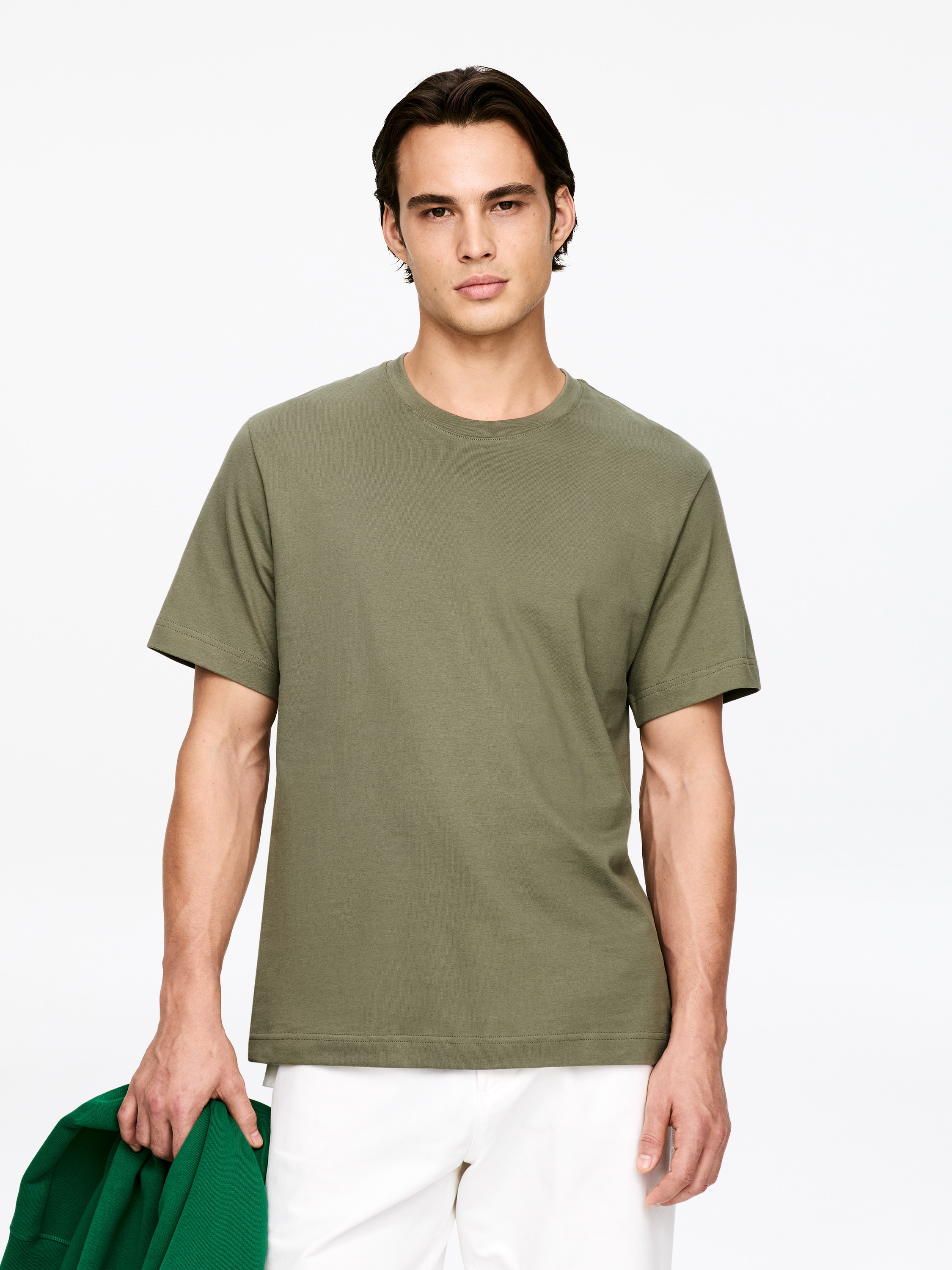 T-shirt d'épaisseur moyenne - Vert kaki/Noir/Bleu foncé/Gris clair chiné/Marron/Blanc/Blanc cassé/Marron foncé/Vert kaki