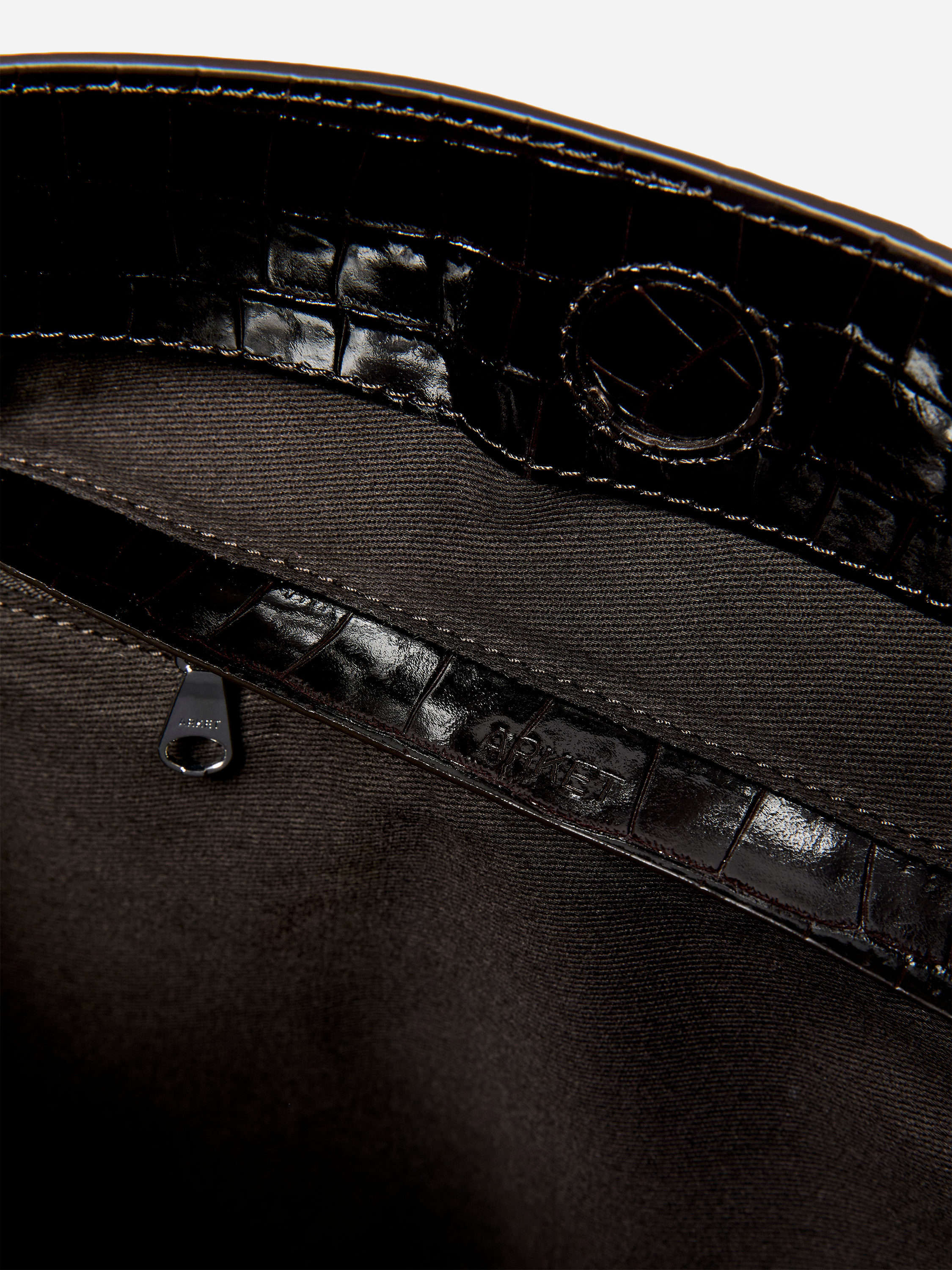 Croc-Effect Leather Tote - Dark Brown - Women - StillMedia/DescriptiveDetail - 5