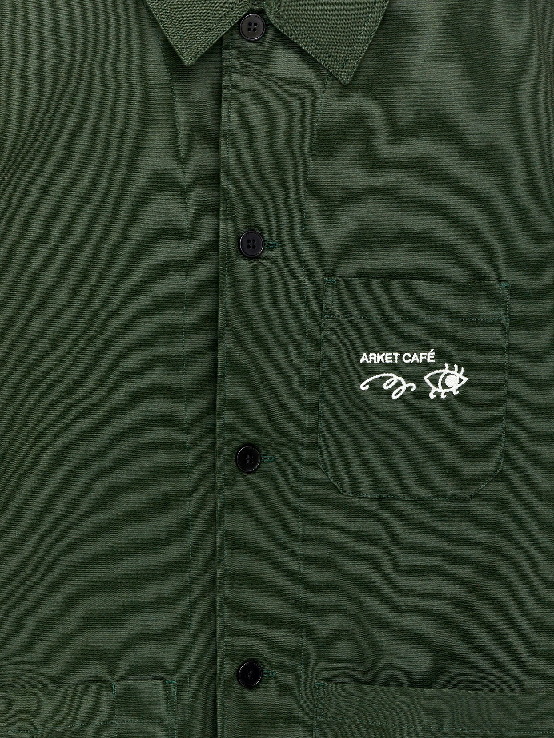 ARKET CAFÉ Cotton Overshirt - Dark Green - Loose fit - Men - StillMedia/DescriptiveDetail - 1