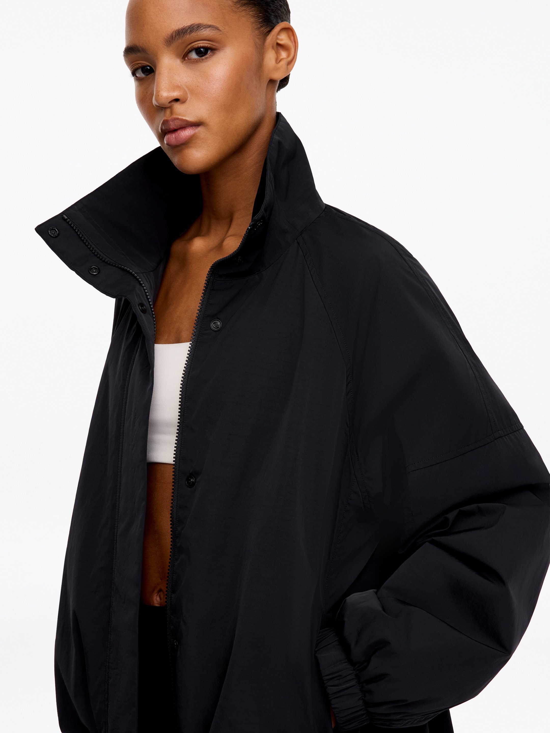 Padded Windbreaker Jacket-Black-20481