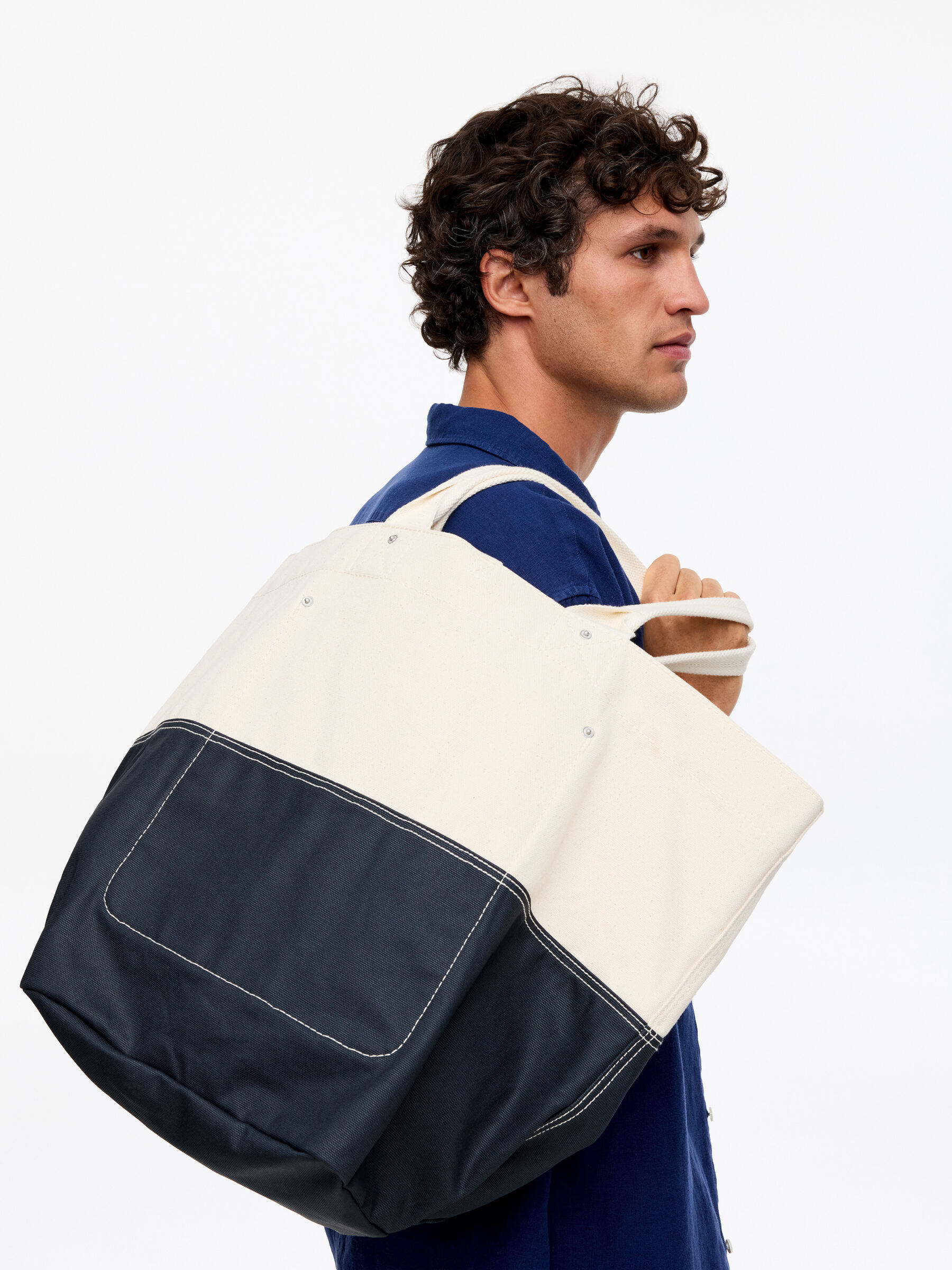 Waxed Canvas Tote - Off White/Blue - Men - StillMedia/Lookbook - 5