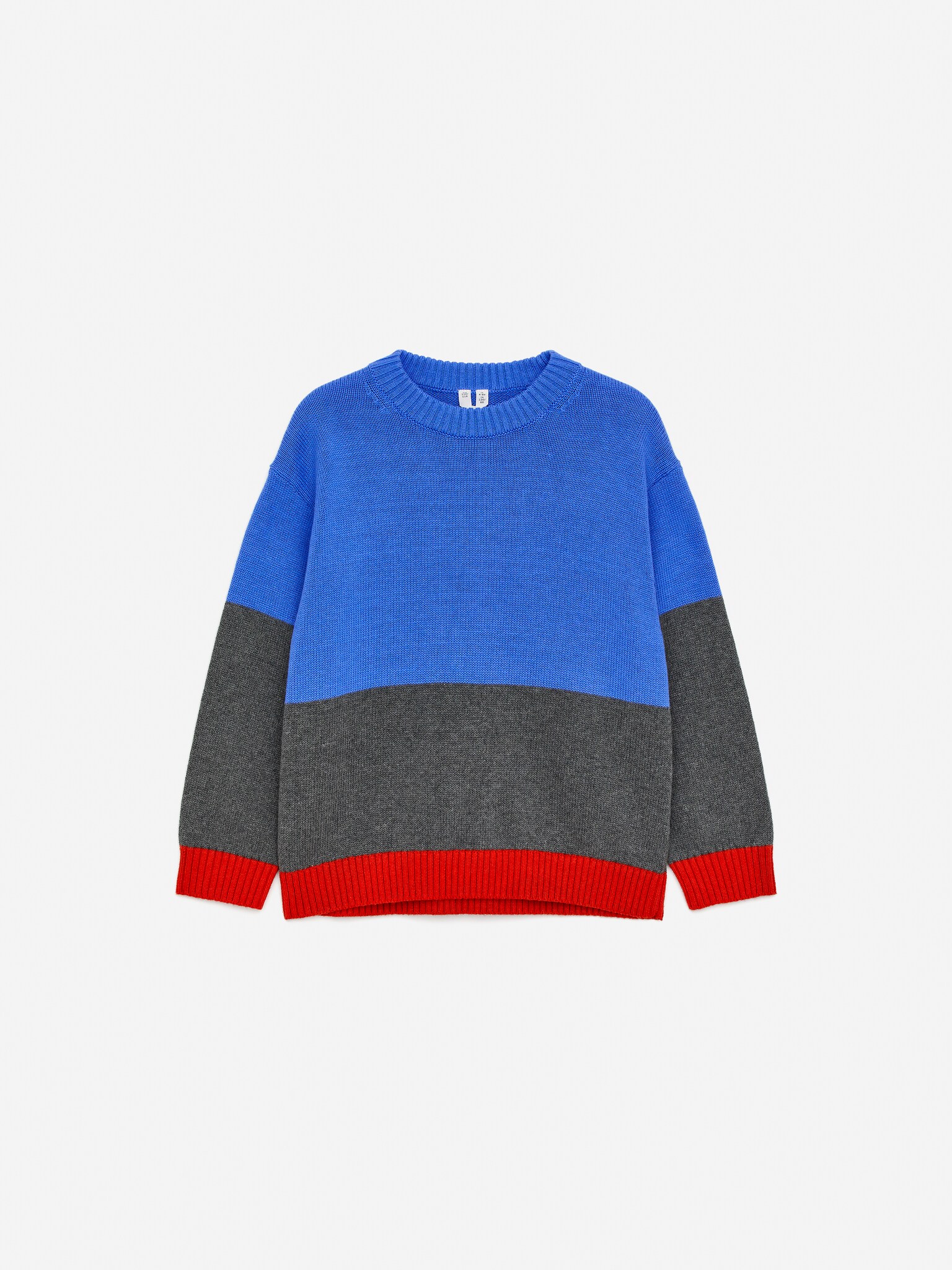 Tröja i ull- och bomullsblandning - Blå/grå/röd - 1