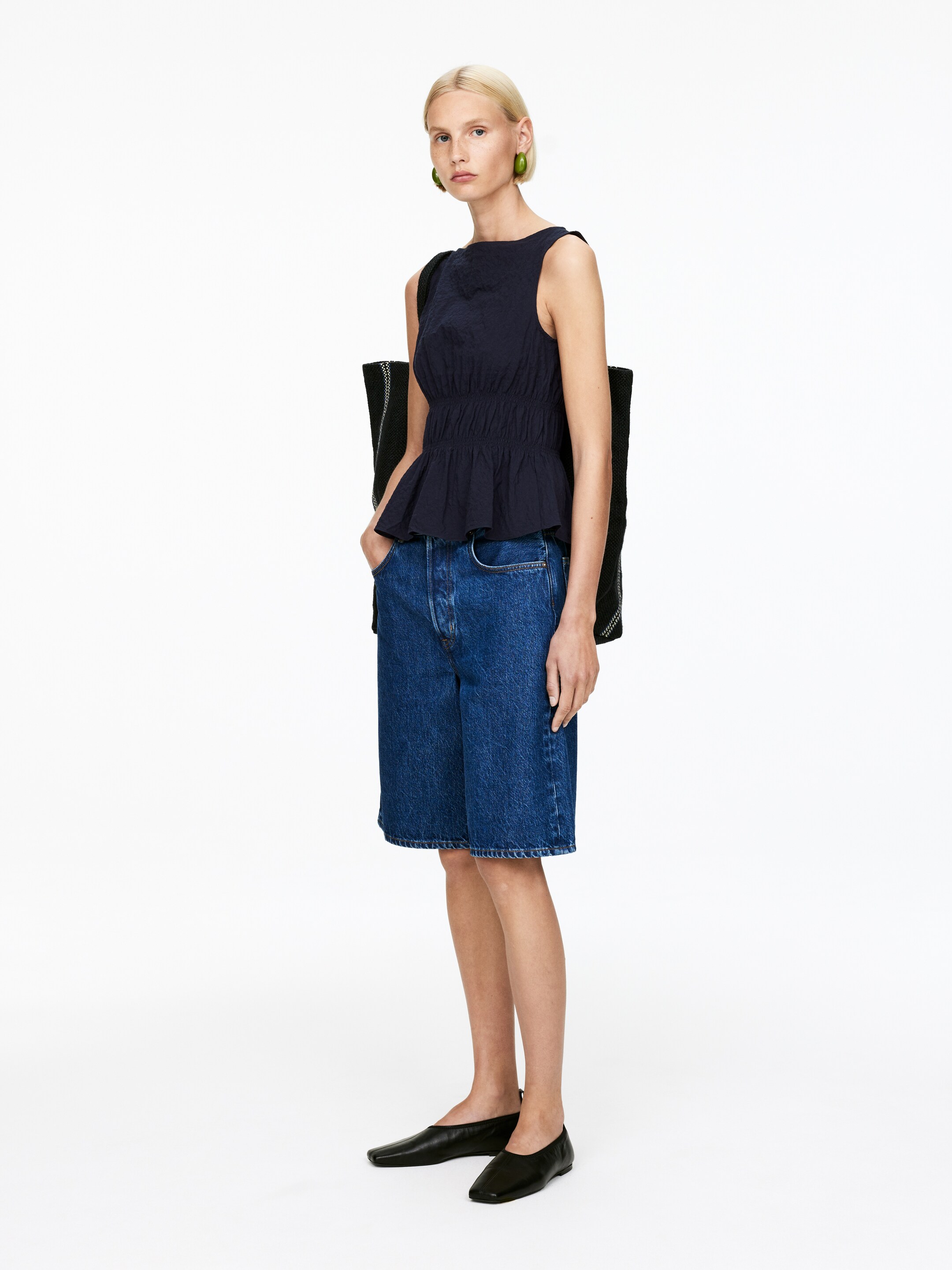 Agrandir l'image: Haut smocké en seersucker - Bleu foncé - FEMME | H&M FR 2