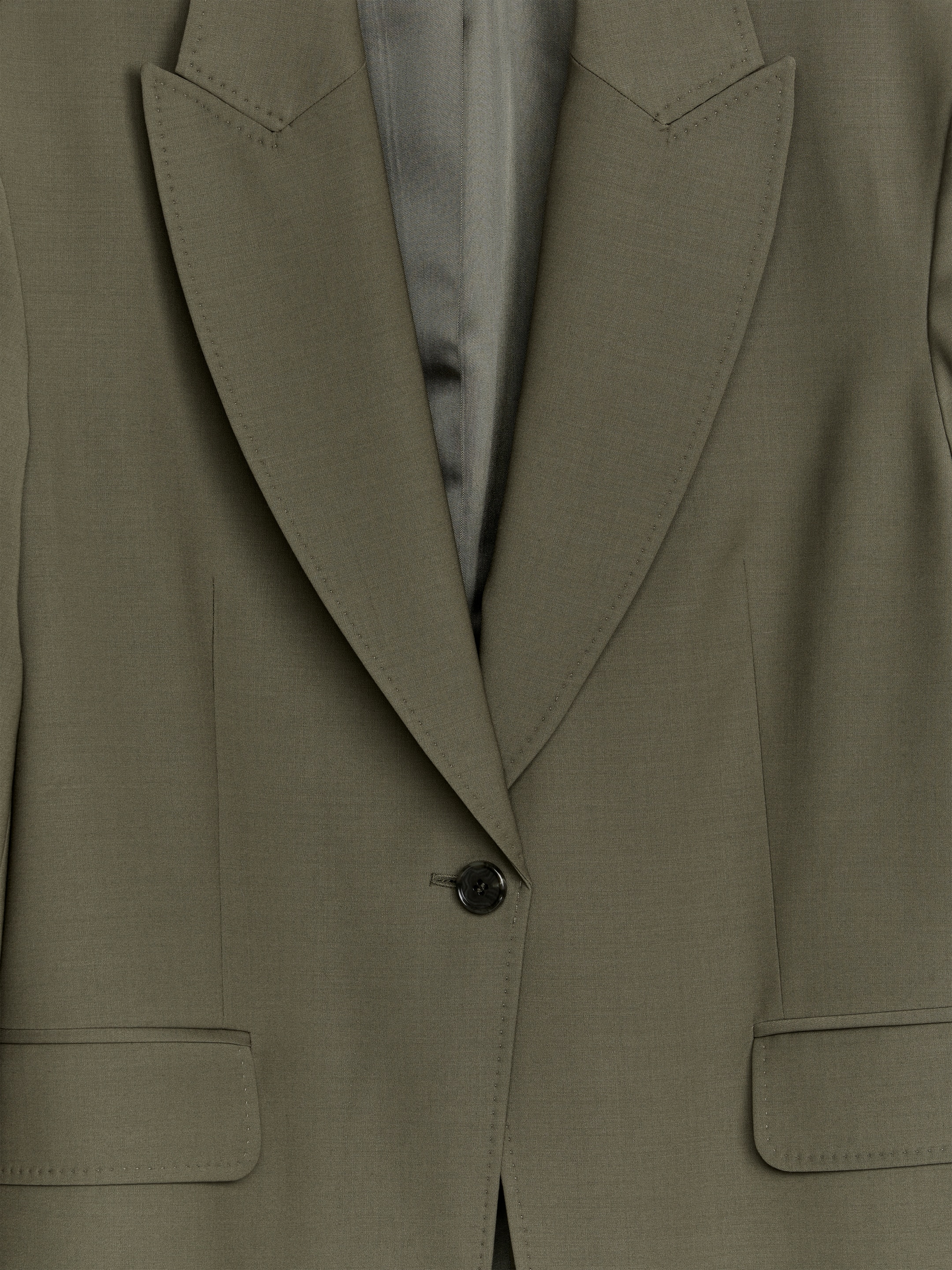 Relaxed Wool-Blend Blazer - Dark Khaki Green - Oversized - Women - StillMedia/DescriptiveDetail - 1