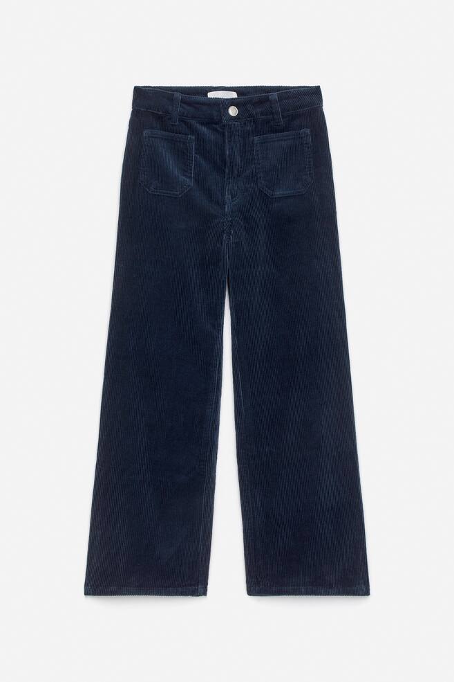 Flared Corduroy Trousers - Dark Blue/Purple - 1