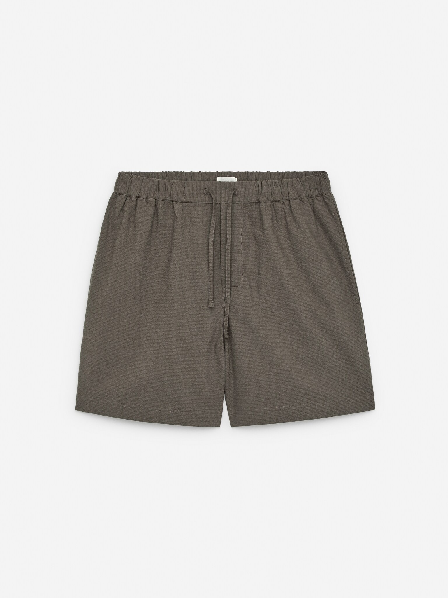 Seersucker-Shorts - Taupe/Schwarz