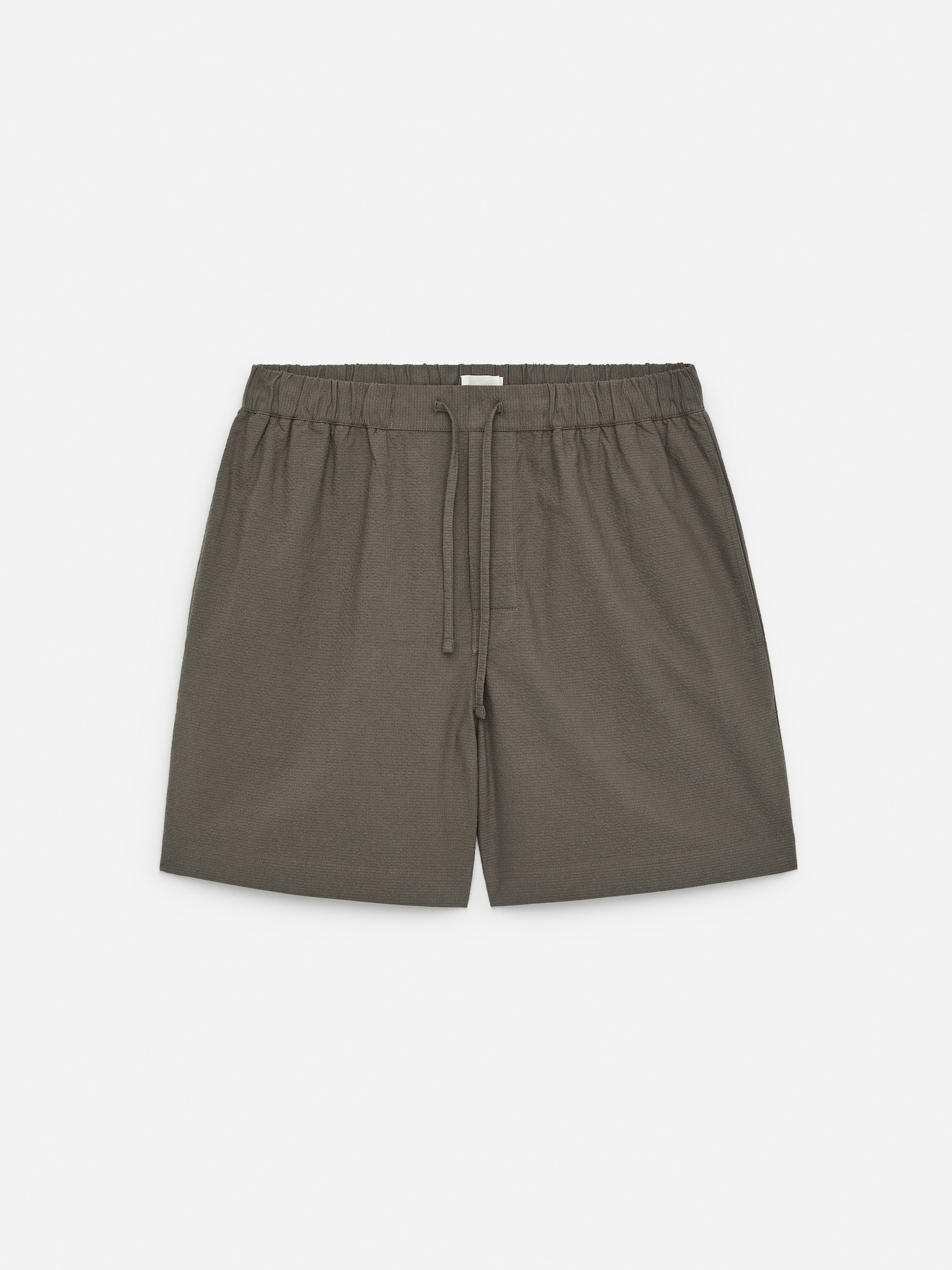 Seersucker-Shorts - Taupe/Schwarz