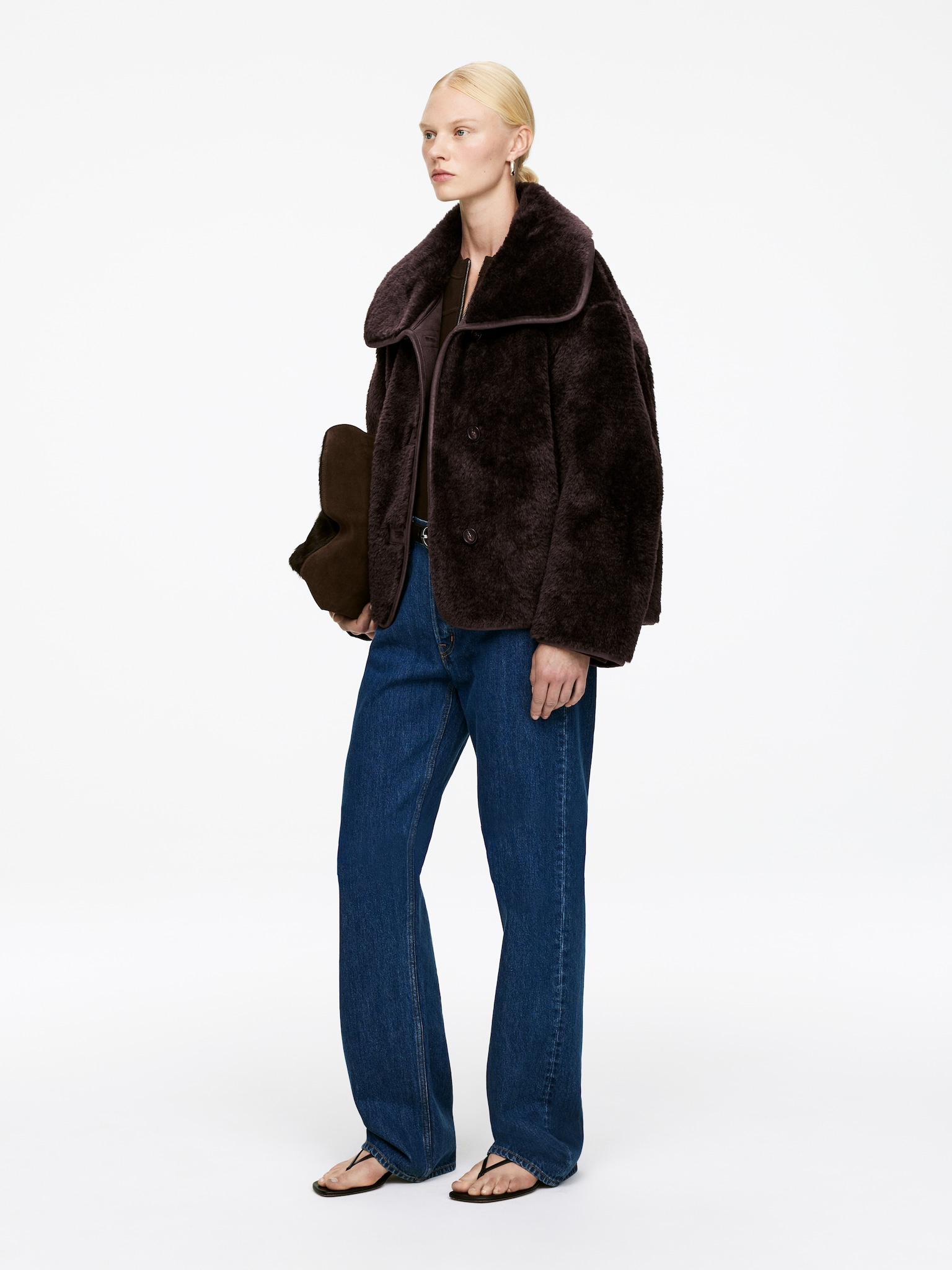 Veste courte en molleton - Marron - 4