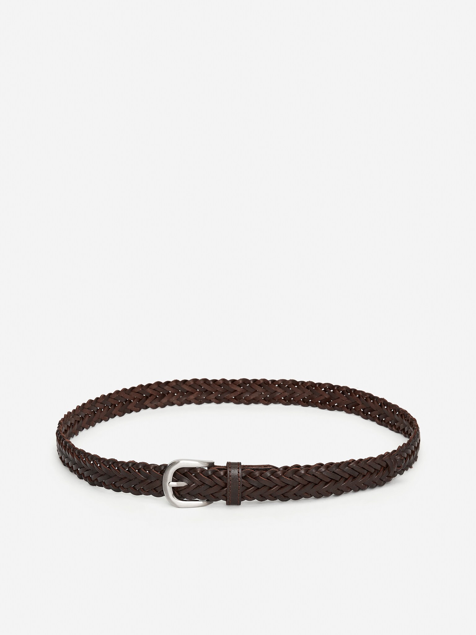 Cinto de couro entrançado - Castanho escuro/Preto