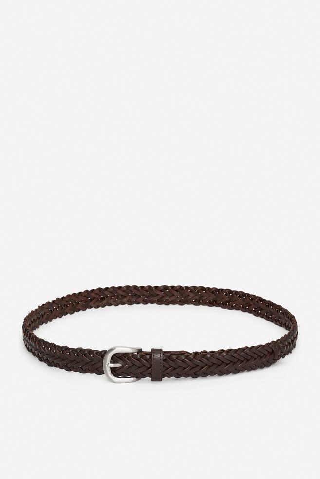Braided Leather Belt - Dark Brown/Black - 1