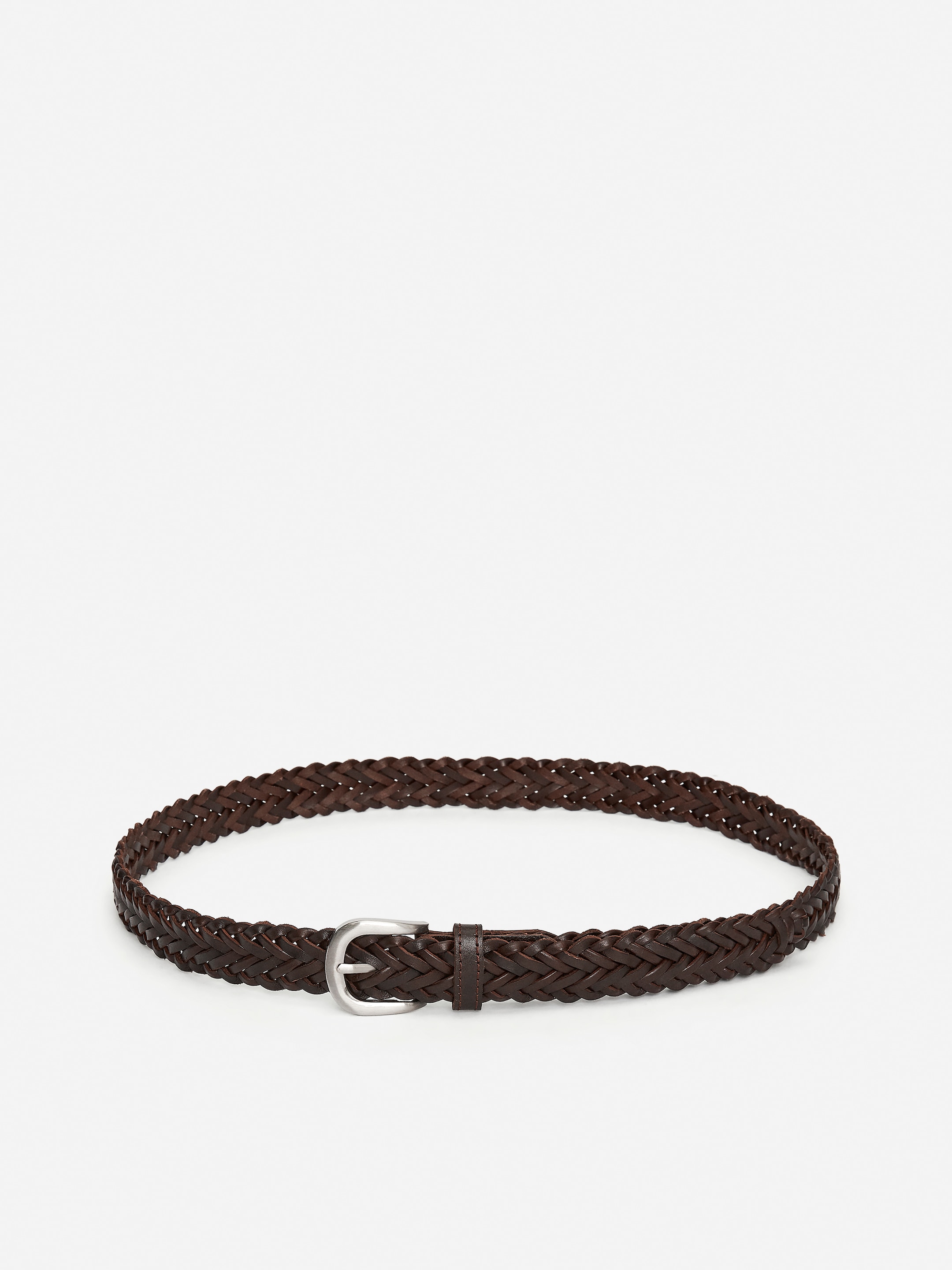 Braided Leather Belt-#3F3838-14874