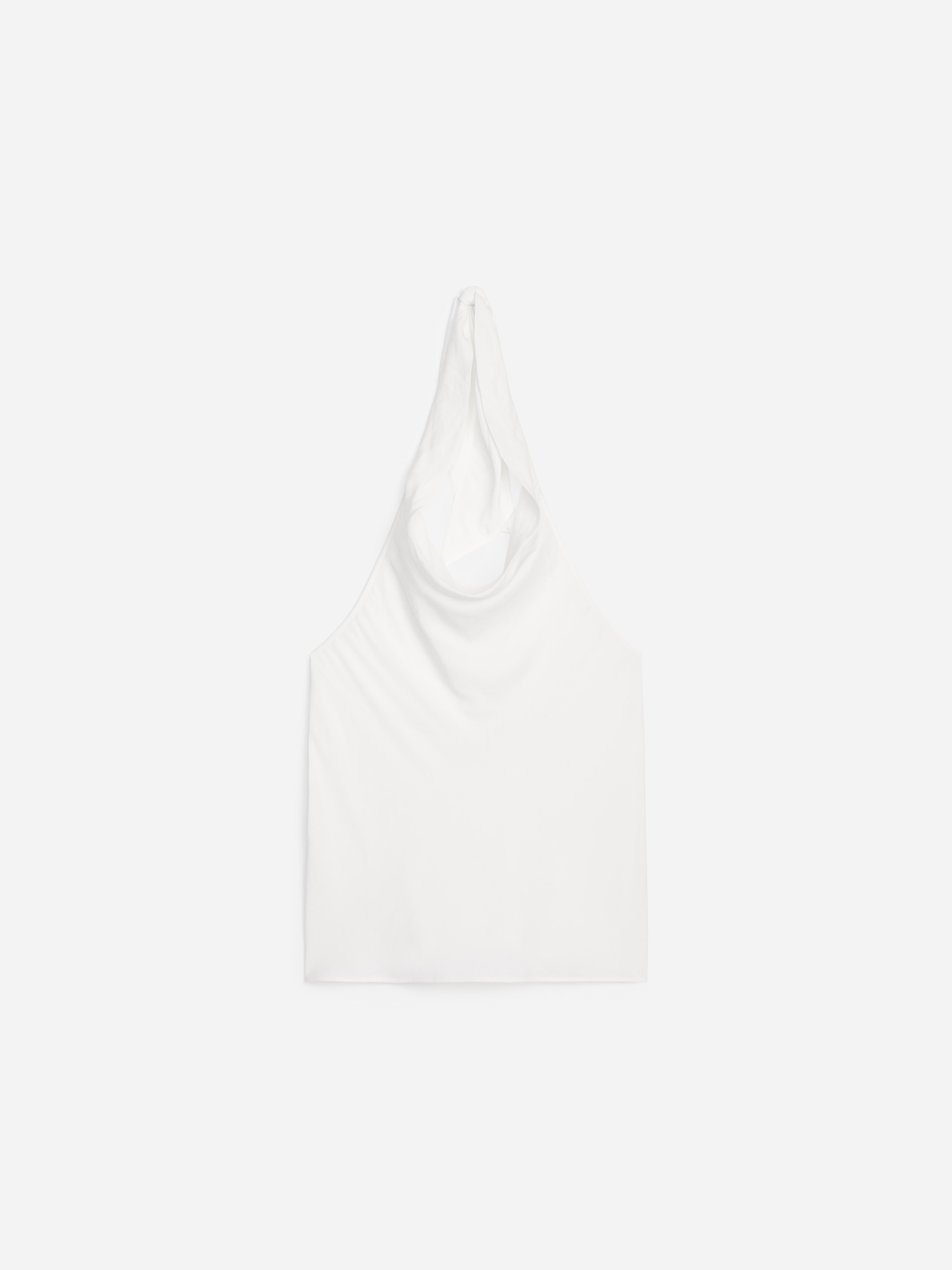 Neckholder-Top aus Leinenmischung - Weiß/Schwarz