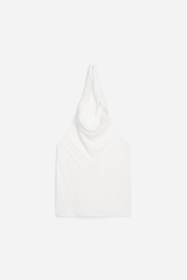 Linen Blend Halterneck Top - White/Black - 1