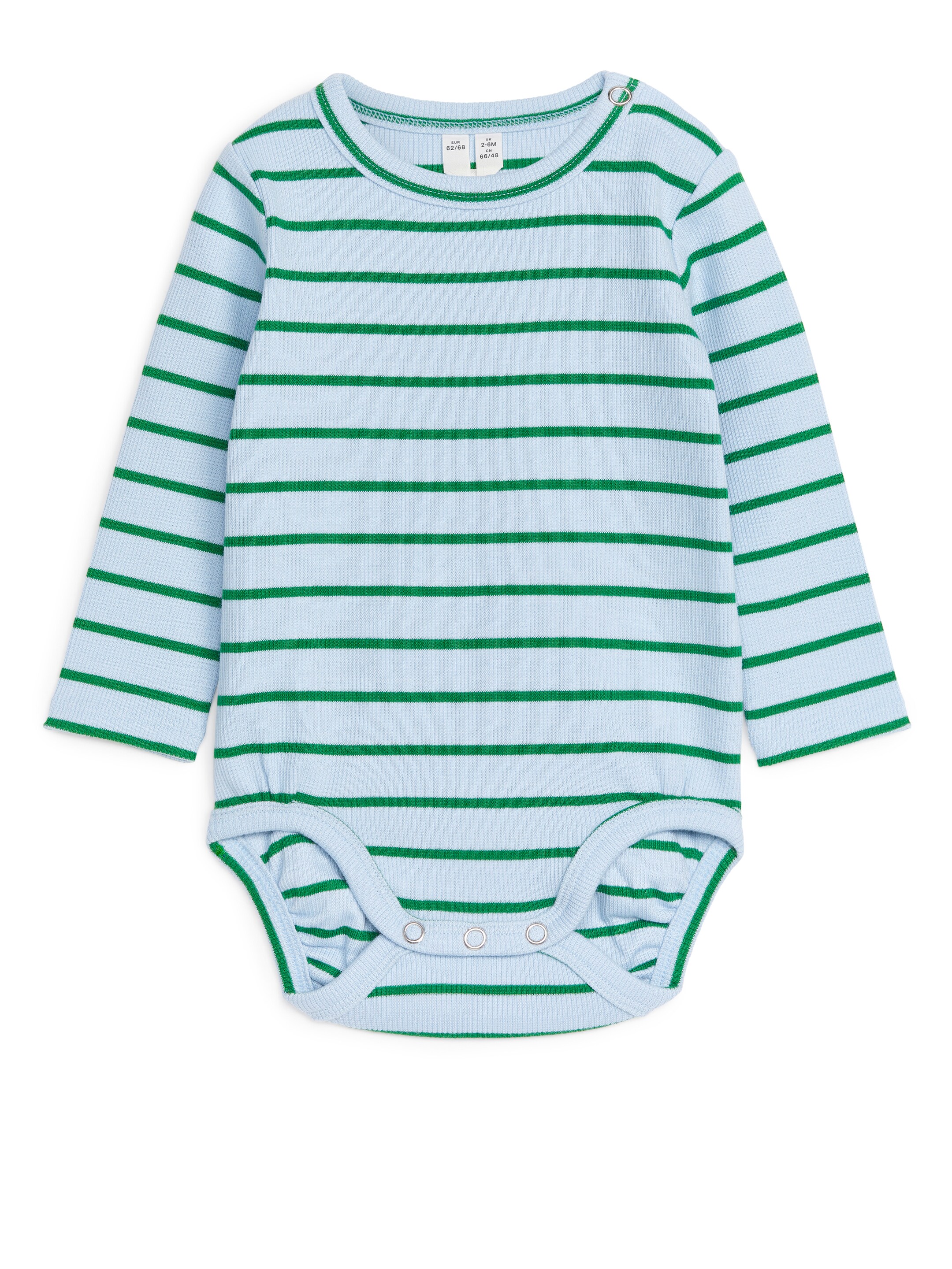 Zobacz większy obraz: Body w prążki z długim rękawem - Jasnoniebieski/Zielony - Dziecko | H&M PL 1