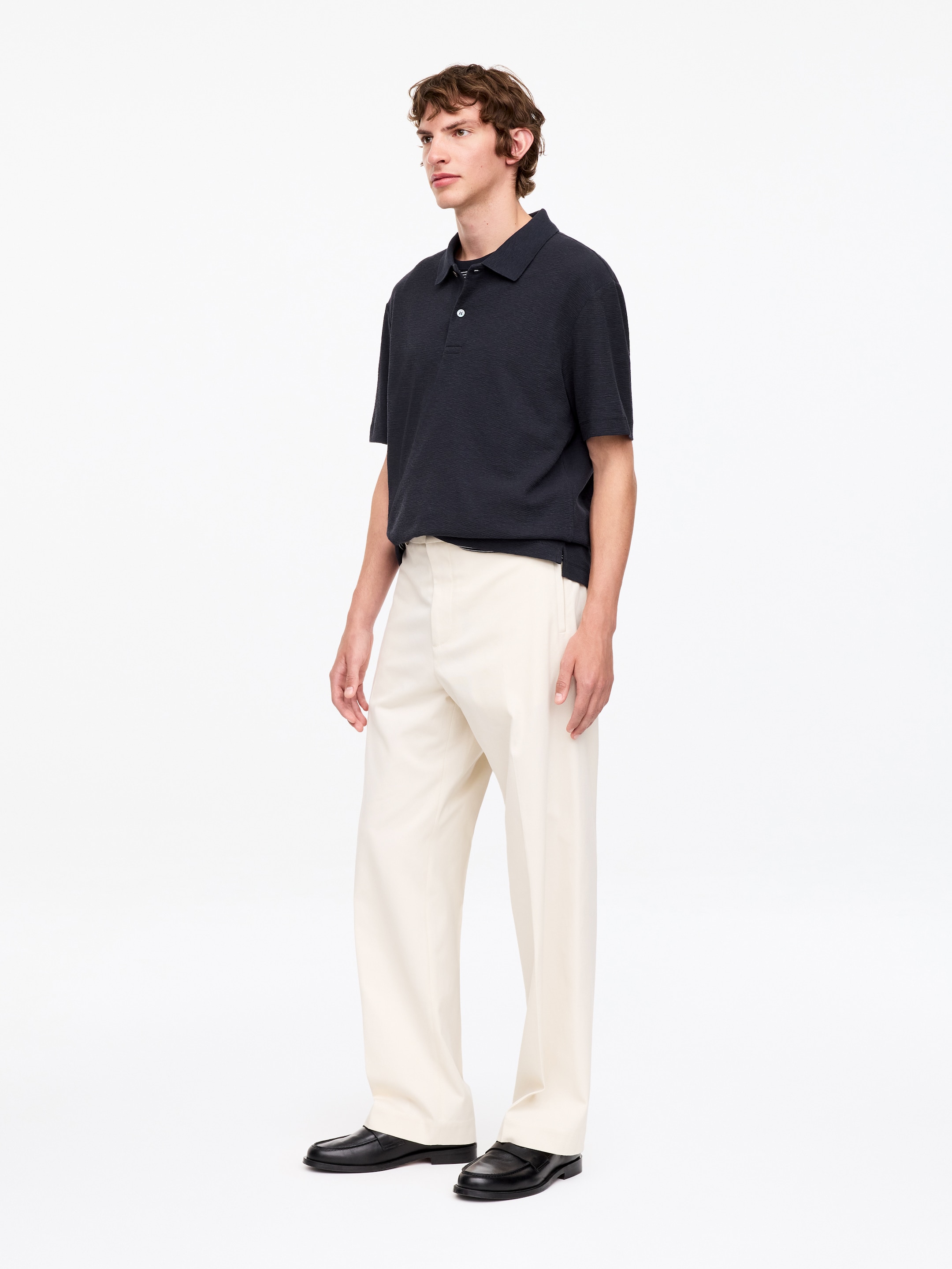 Cotton Linen Polo Shirt - Dark Blue - Regular fit - Men - StillMedia/Lookbook - 3