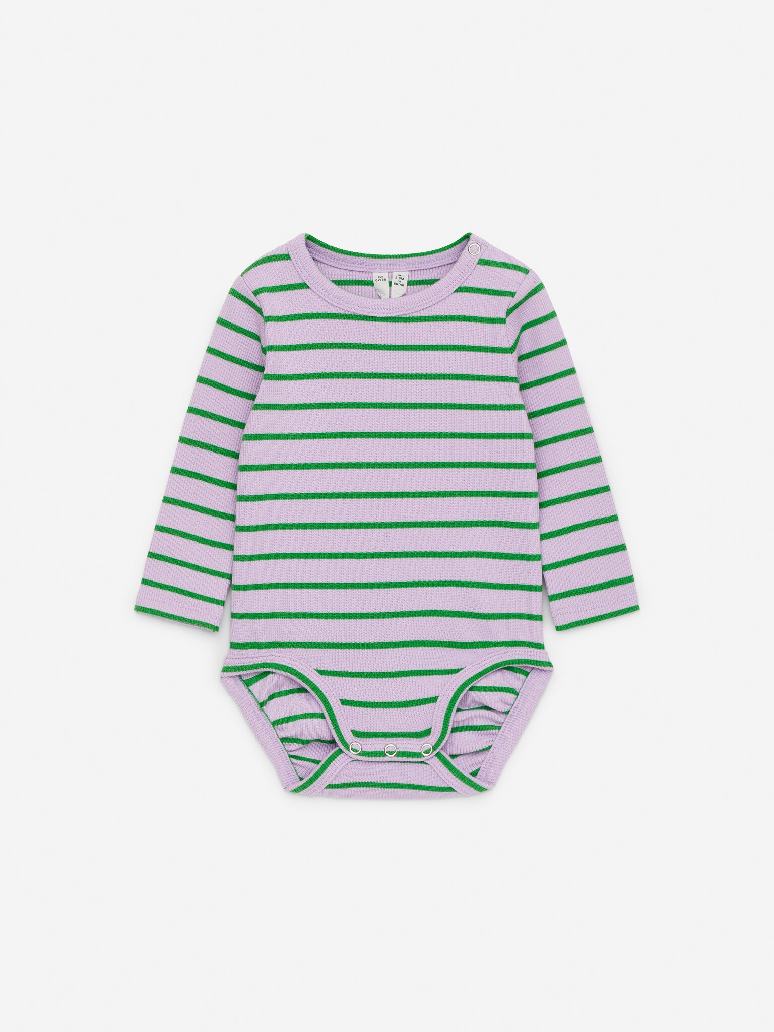 Ribbed Long-Sleeve Bodysuit - Lilac/Green/Dark Green/Lilac/Red/Off White/Mid Blue/Blue/Green Stripe/Light Blue/Green