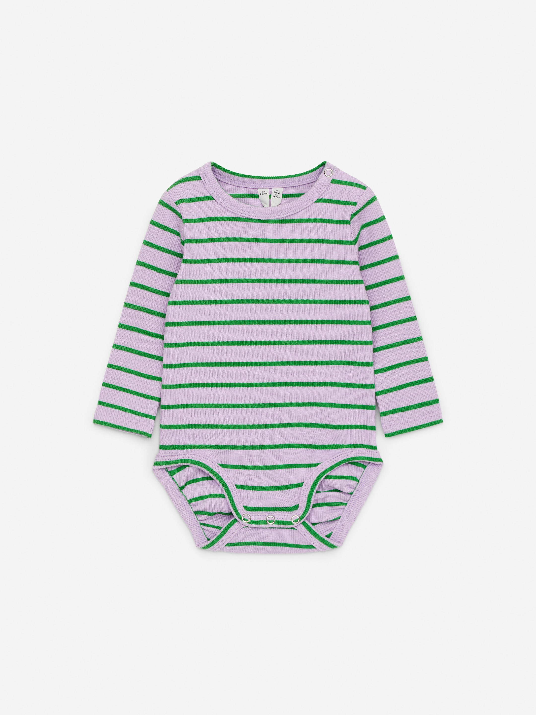 Ingrandisci l'immagine: Ribbed Long-Sleeve Bodysuit - Lilac/Green - BAMBINO | H&M CH 1