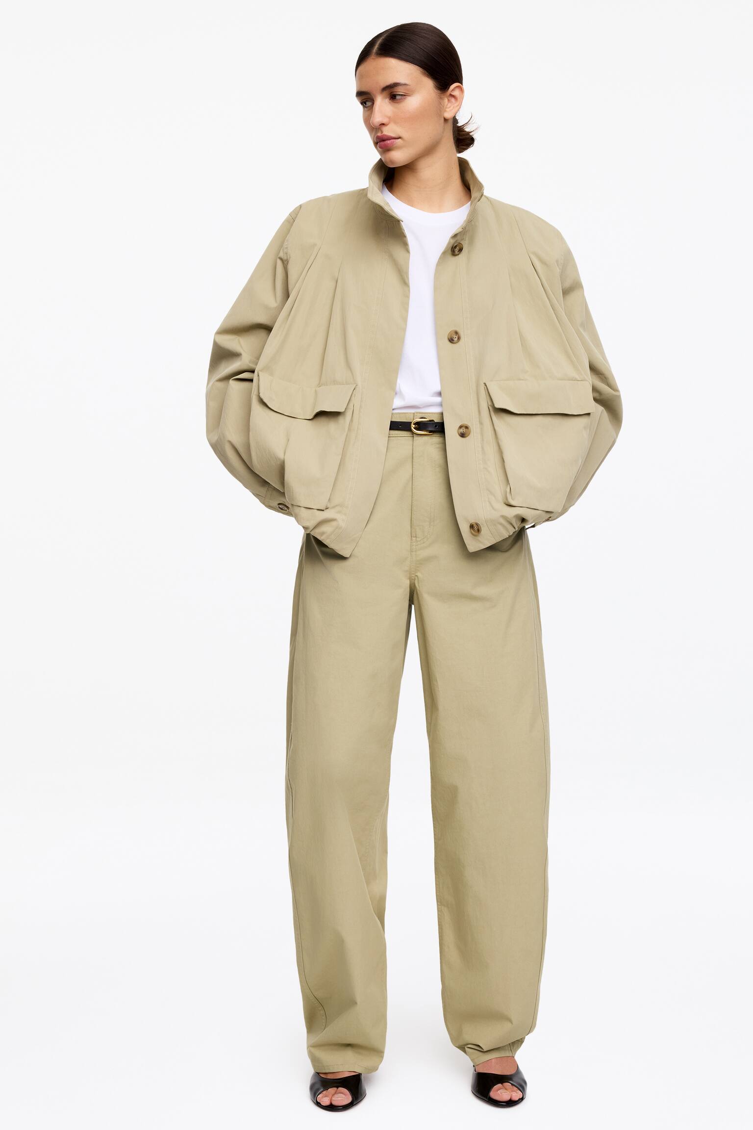 Bukser med tøndeformede ben - Beige/Råhvid/Sort - 6