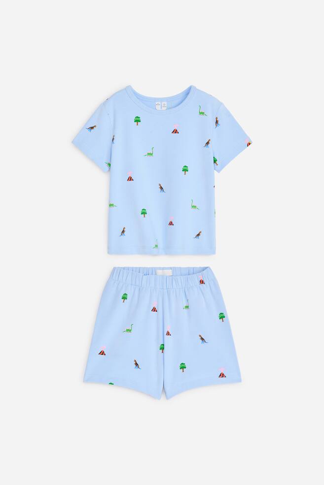 Short Jersey Pyjama Set - Light Blue/Dinosaurs/Pink/Hearts/Pink/Yellow/Grey - 1