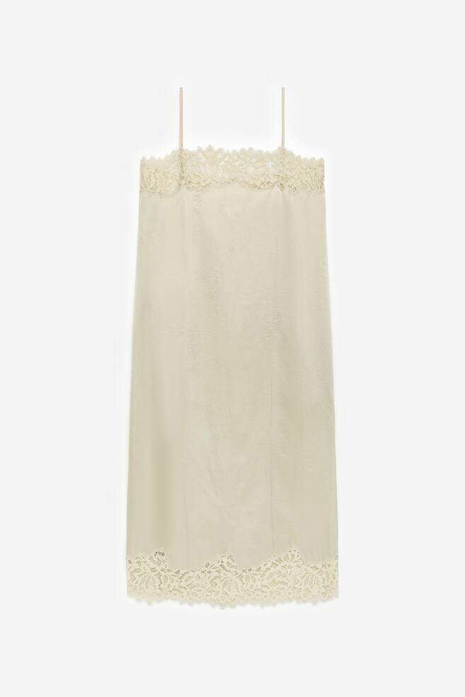 Naruolkainmekko pitsikoristelulla - Vaalea beige - 1