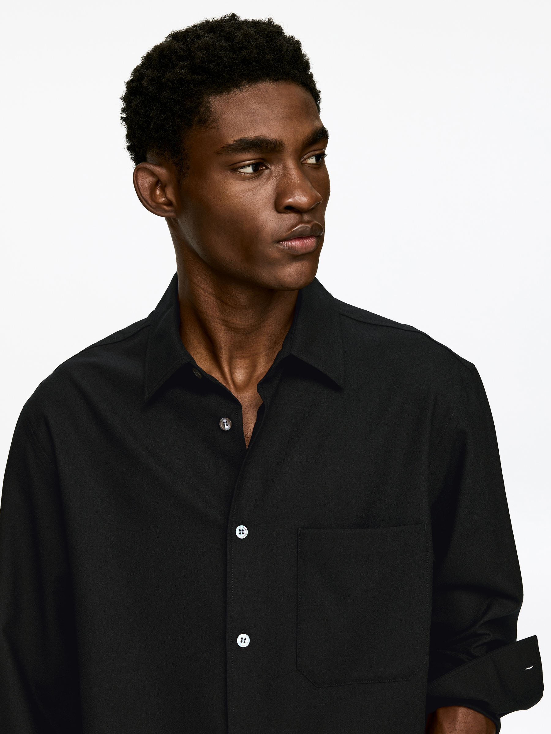 Chemise décontractée en laine mélangée - Noir - Relaxed fit - Homme - StillMedia/Lookbook - 10
