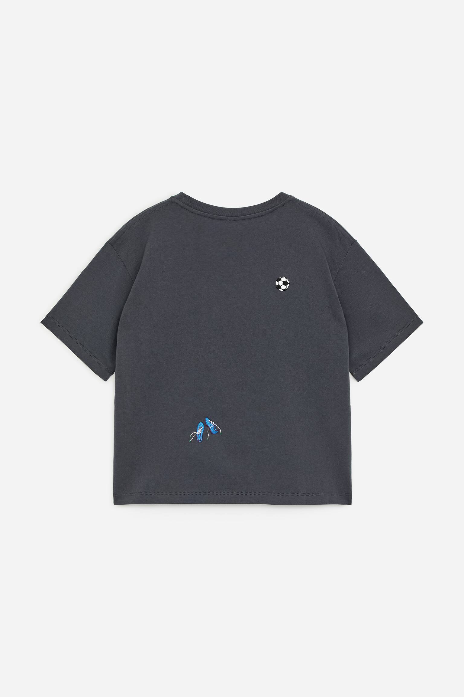 Besticktes T-Shirt - Dunkelgrau/Grau - 2