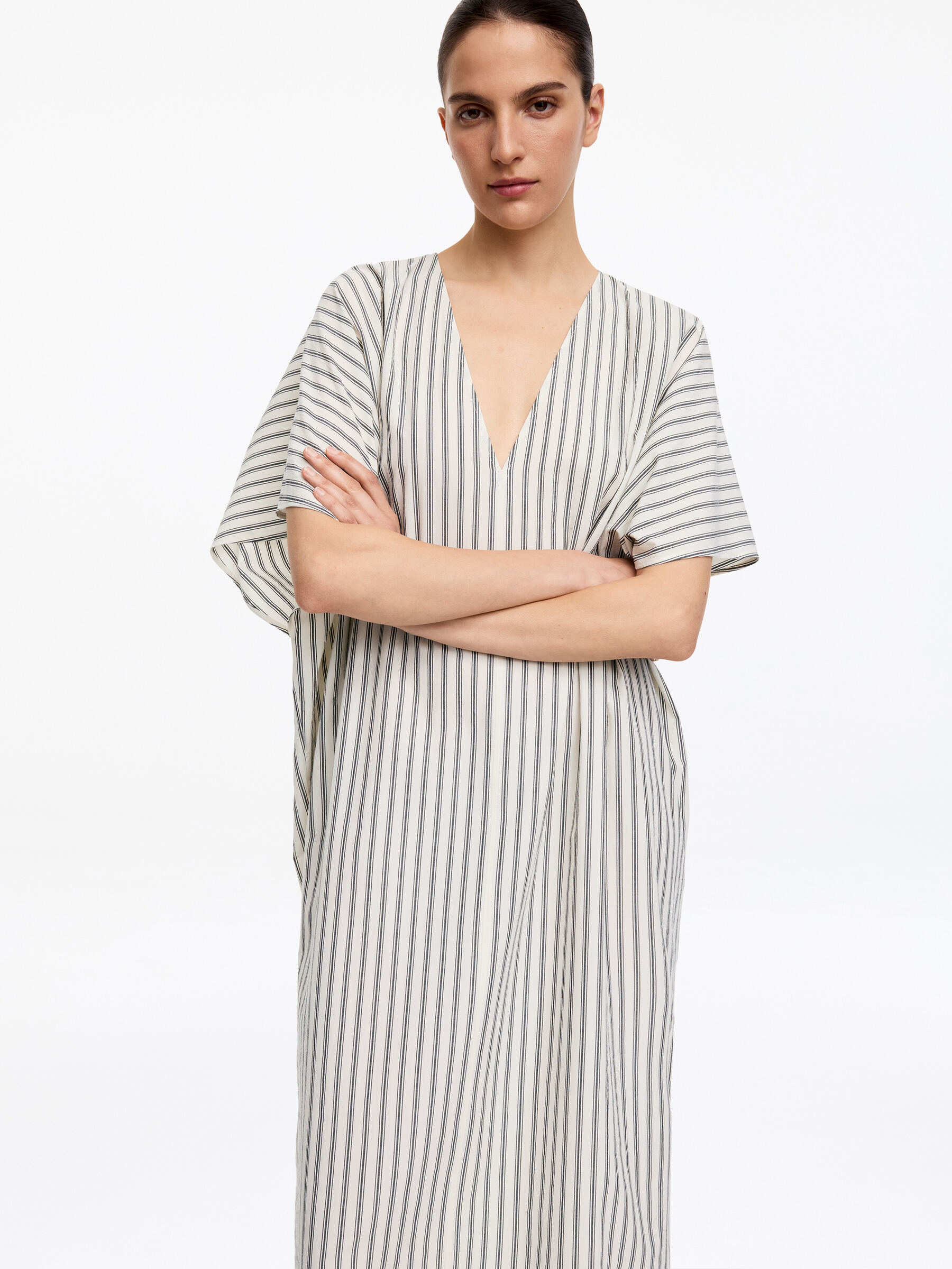 Striped Cotton Dress - Off-white - Oversized - Women - StillMedia/Lookbook - 5