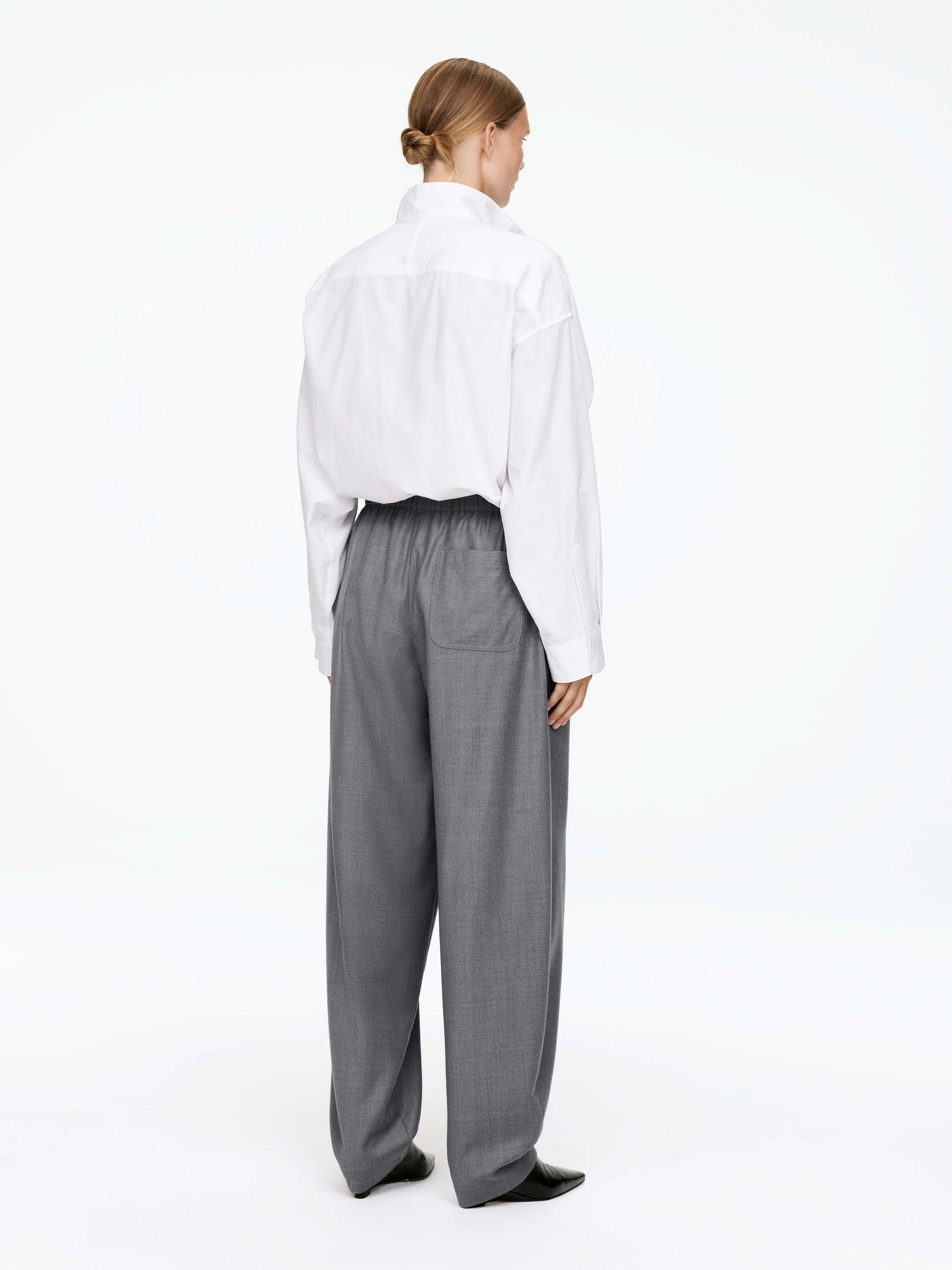 Drawstring Flannel Trousers - Dark Grey - Relaxed fit - Women - StillMedia/Lookbook - 6