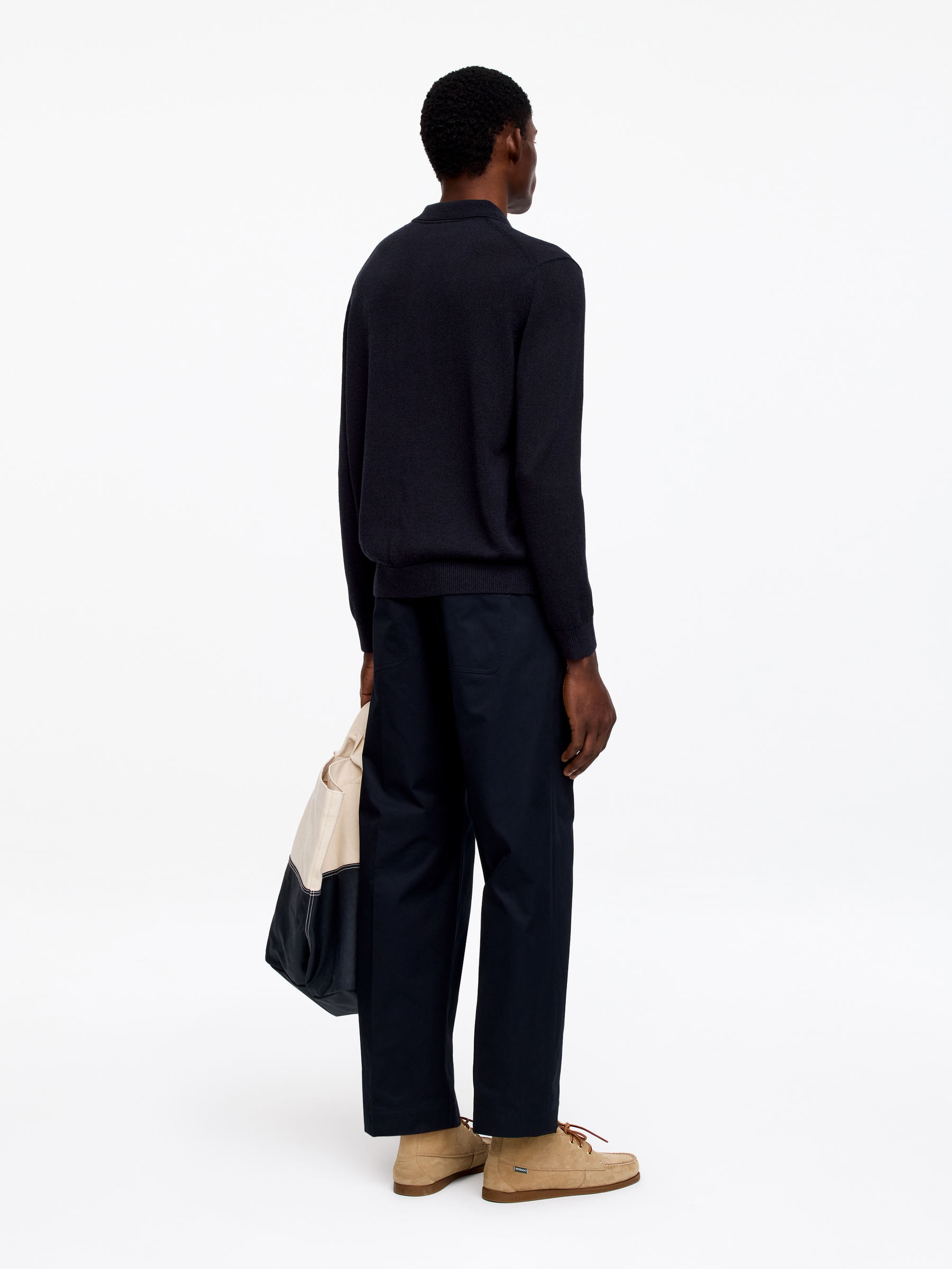 Linen Blend Polo Shirt - Dark Blue - Regular fit - Men - StillMedia/Lookbook - 2