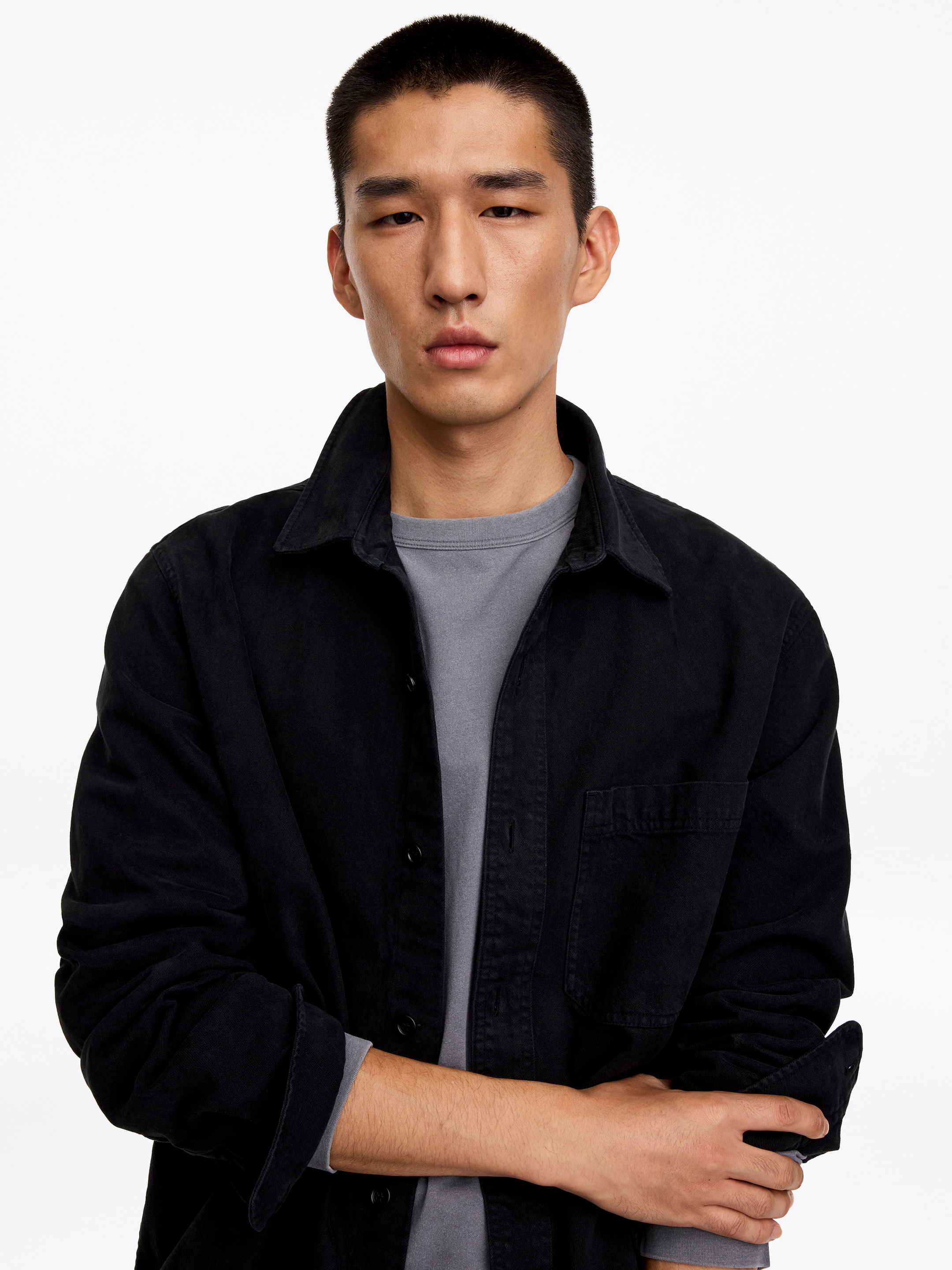 Sobrecamisa de sarga - Gris oscuro - Corte estándar - men - StillMedia/Lookbook - 2