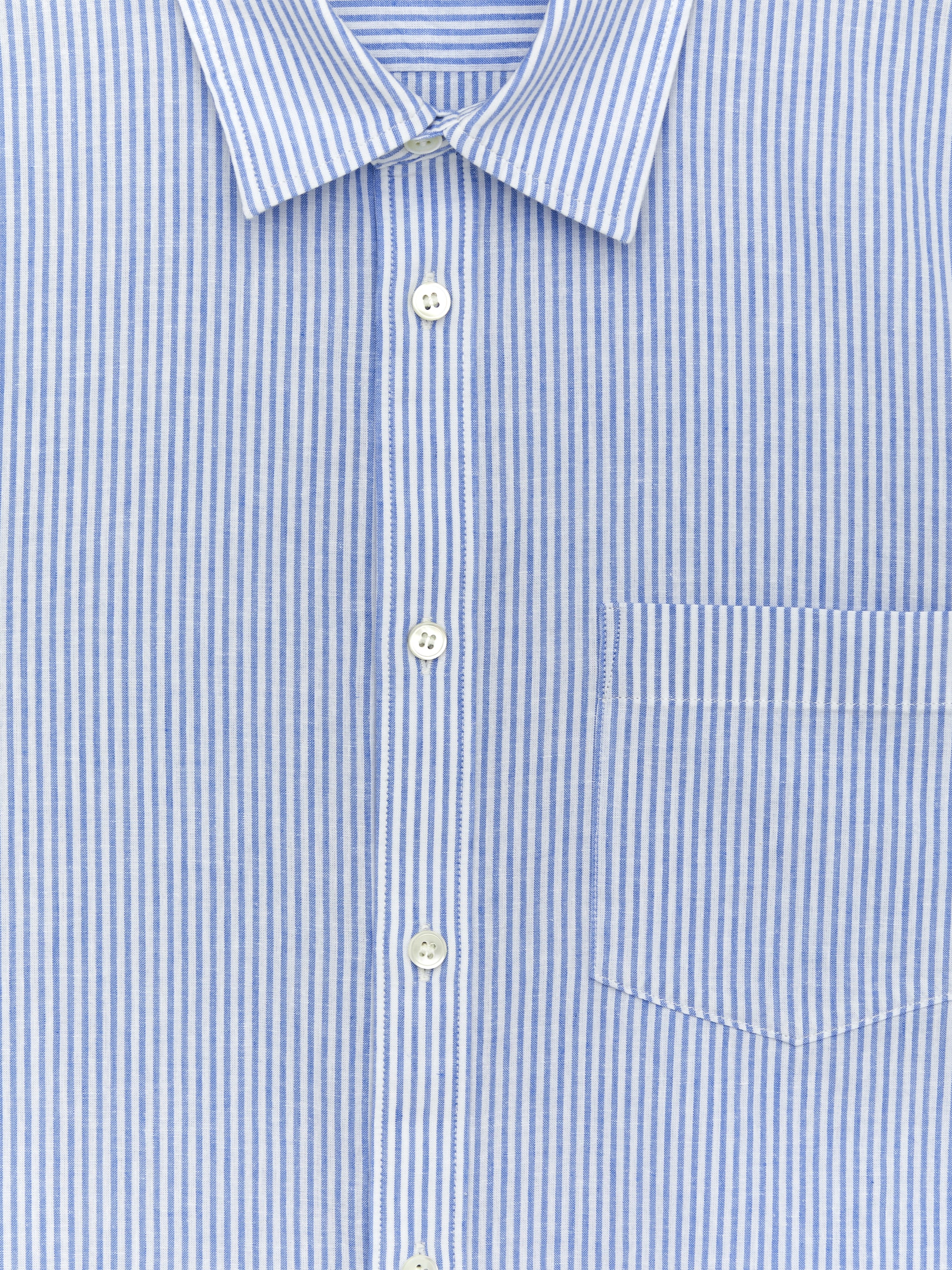 Camisa de lino y algodón - Azul/blanco - Corte estándar - Men - StillMedia/DescriptiveDetail - 1