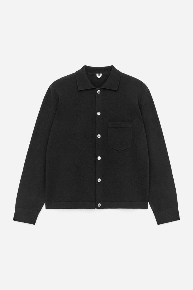 Textured Cotton-Wool Blend Cardigan - Black - 1