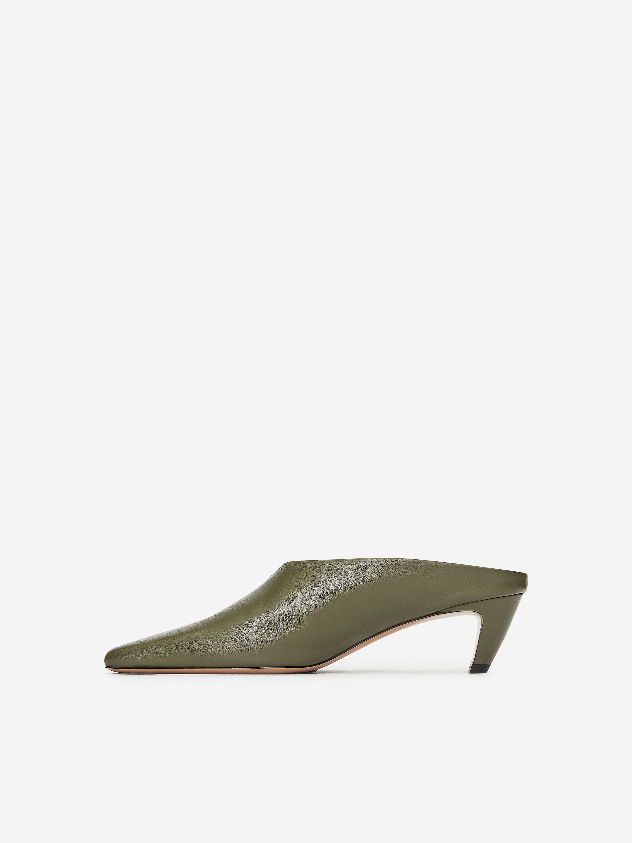 View larger image: Heeled Leather Mules - Khaki Green - Ladies | H&M GB 3