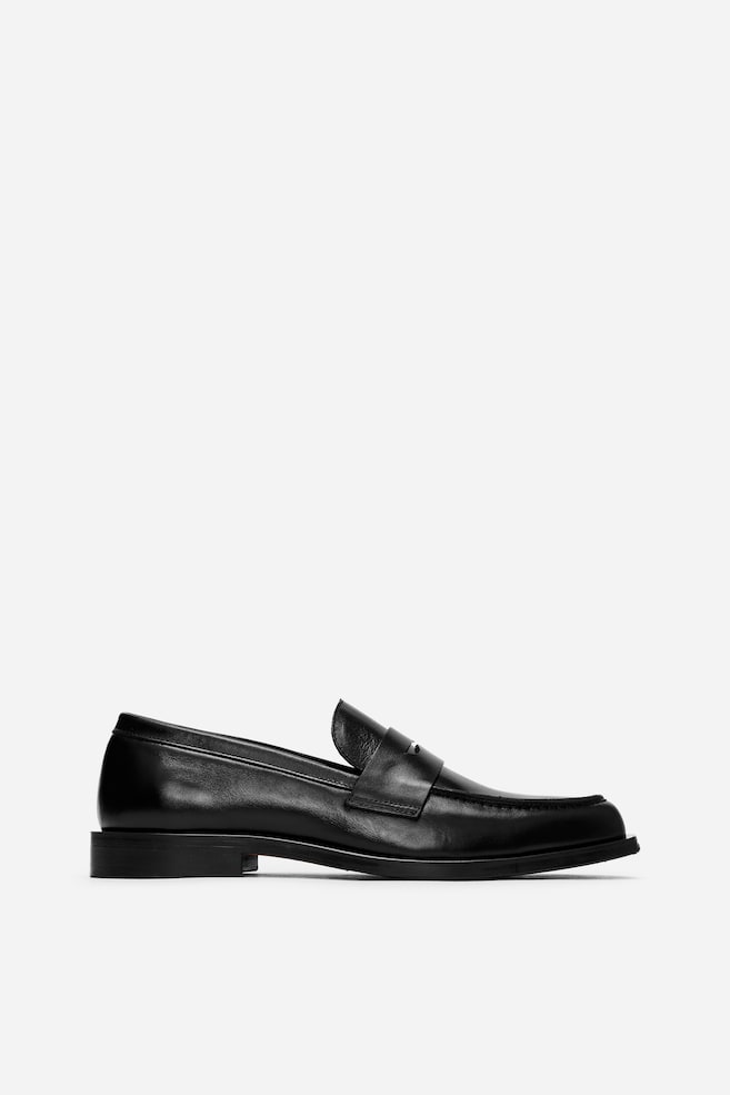 Læderloafers - Sort/Mørkerød/Brun - 1