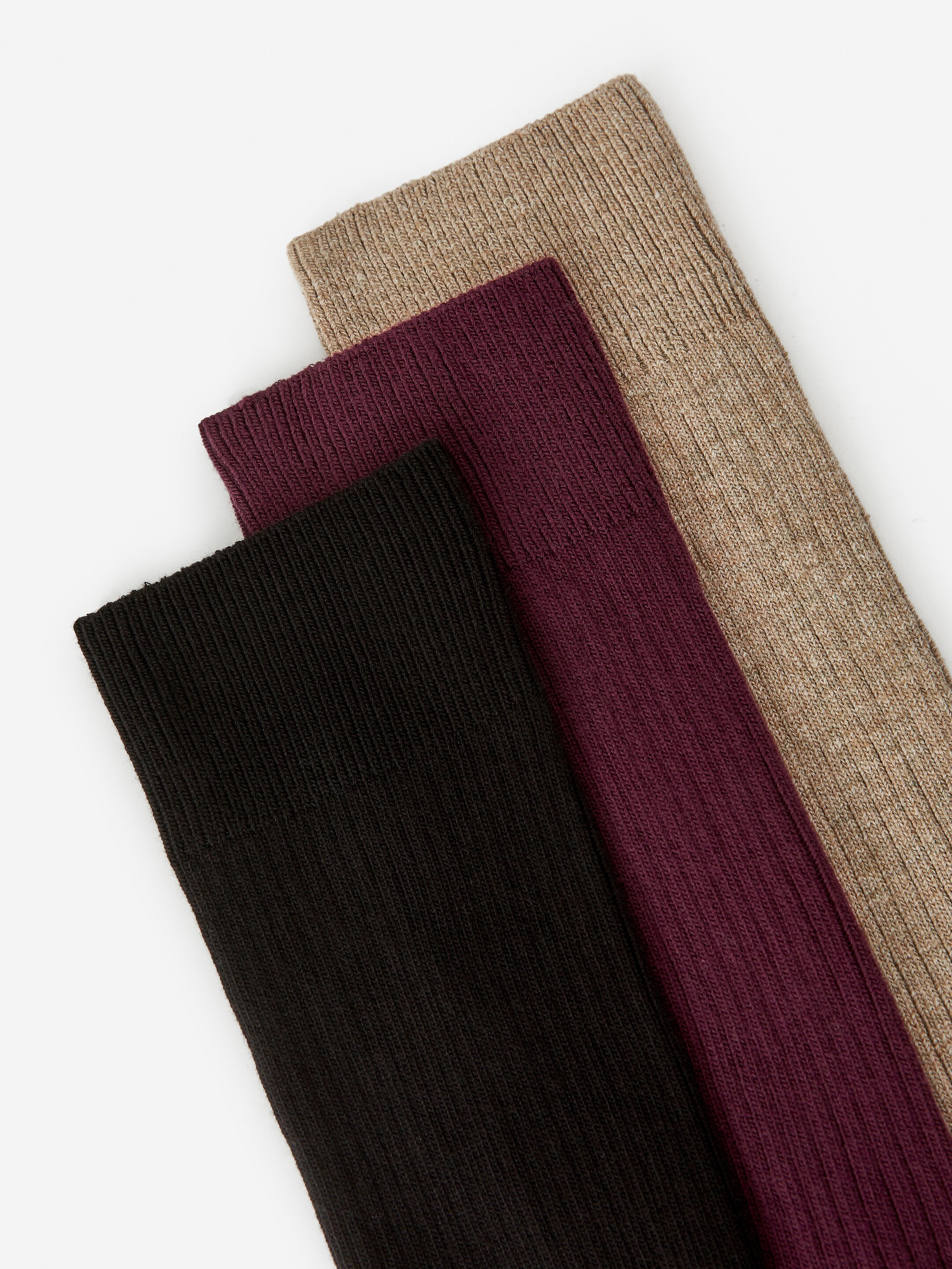 Supima Cotton Rib Socks Set of 3 pairs - Black/Burgundy/Beige - Men - StillMedia/DescriptiveDetail - 1