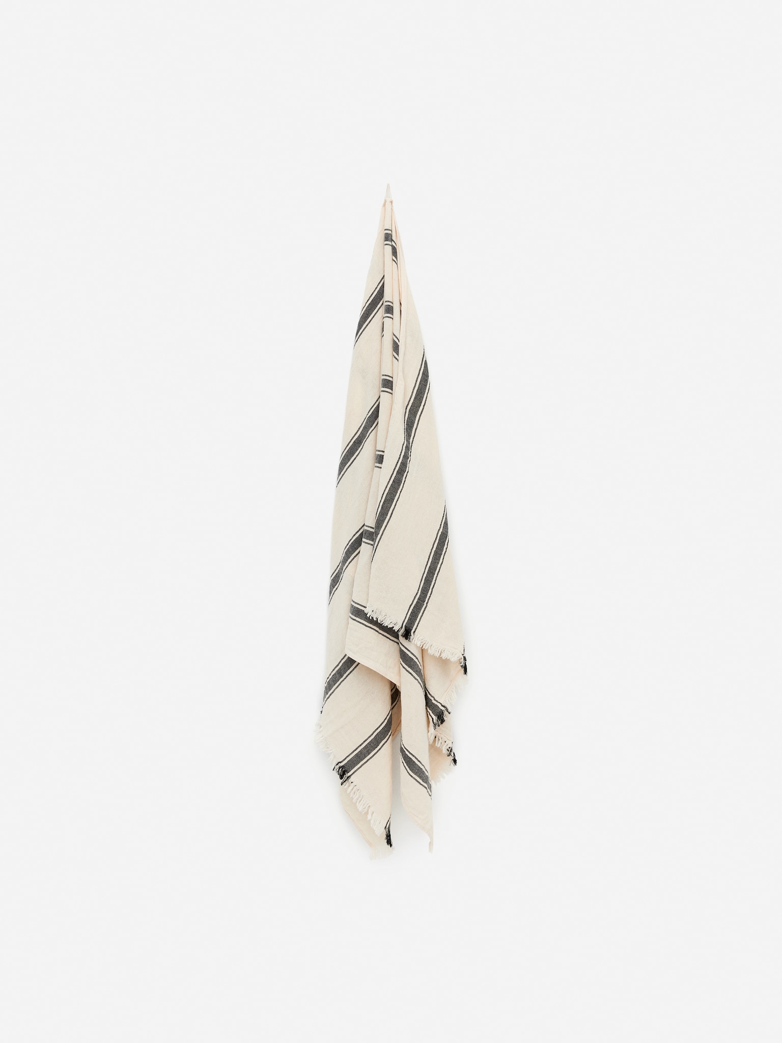 Serviette en coton tissé - Blanc cassé/Marron
